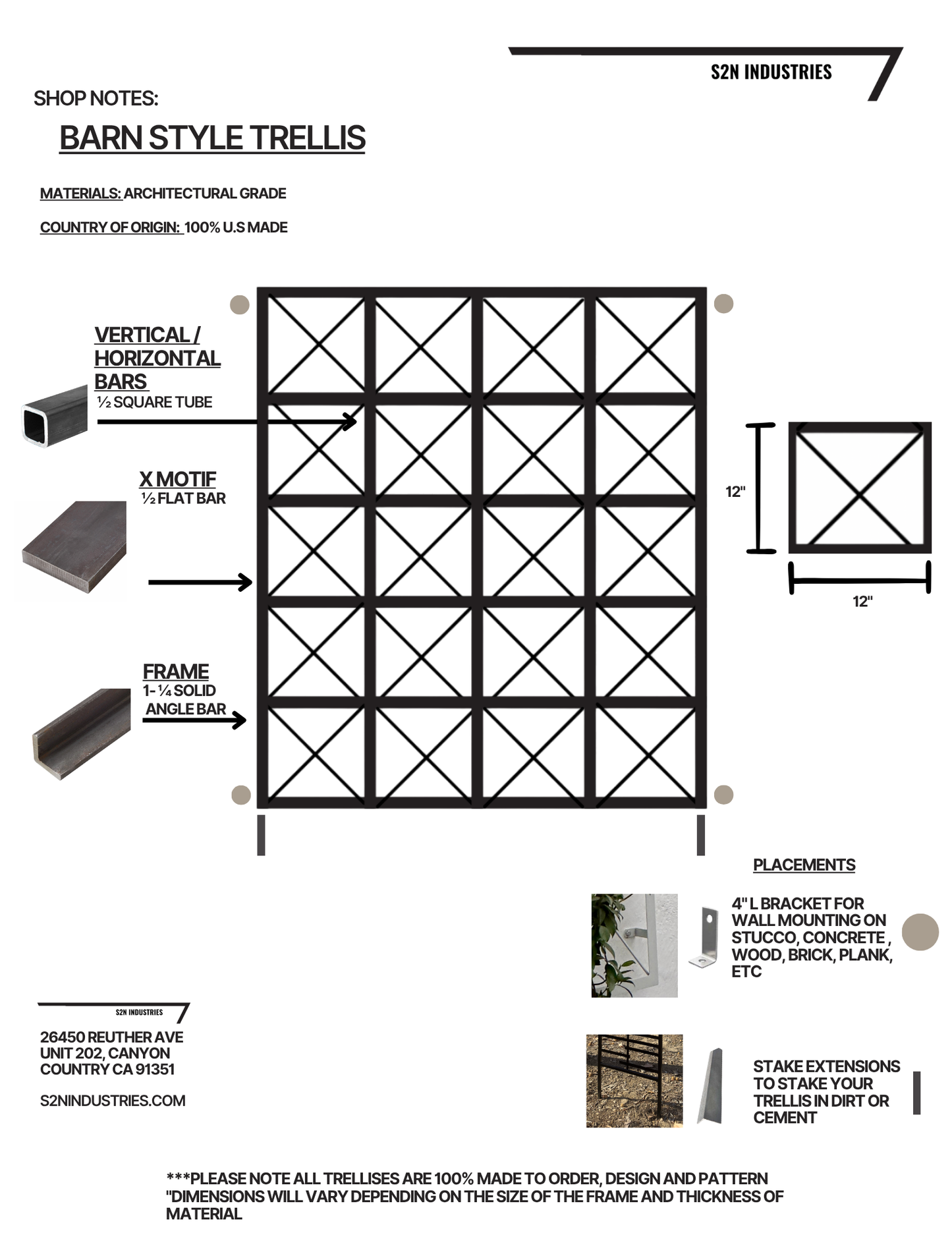 shop notes for barn style metal trellis