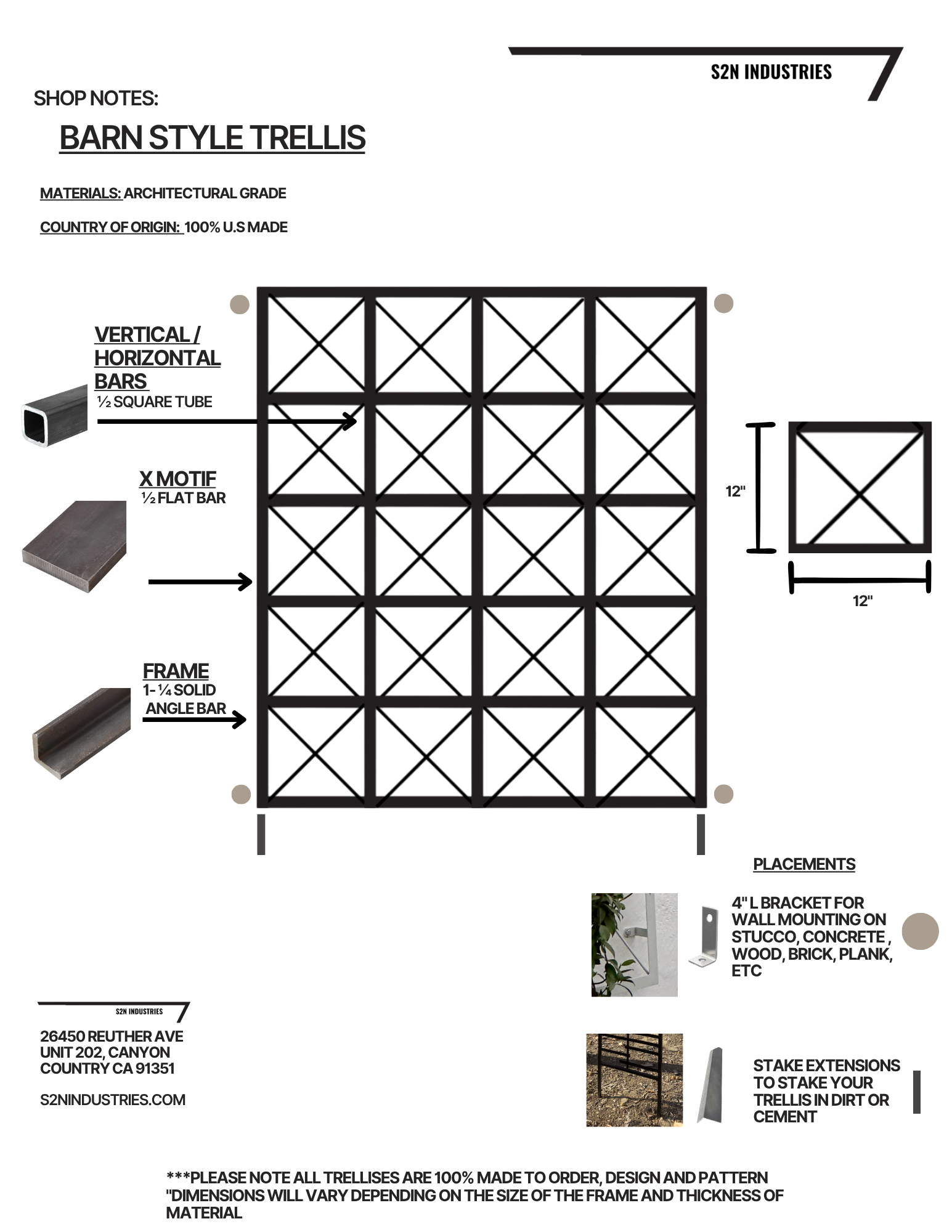 shop notes for barn style metal trellis