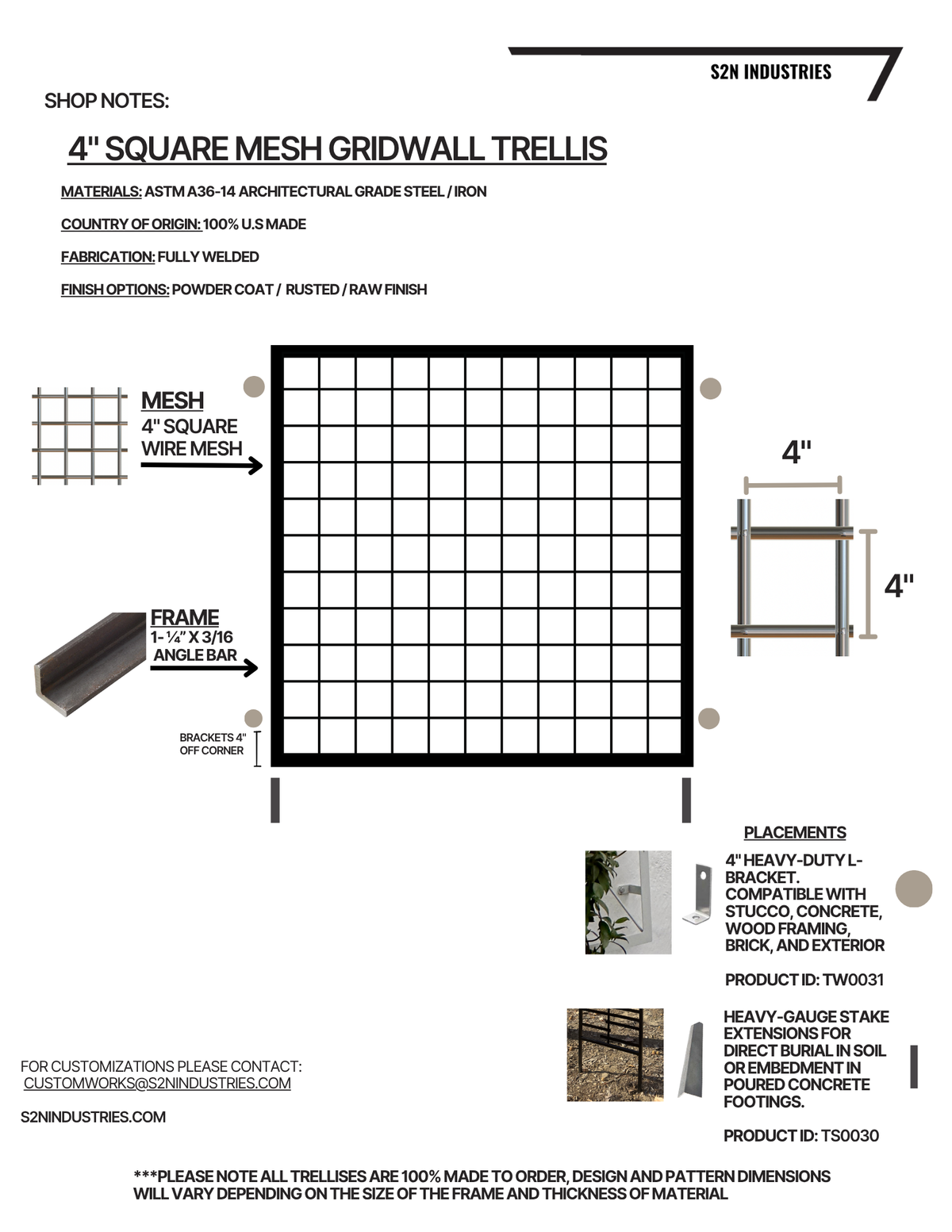 4" Wire Mesh Gridwall Trellis