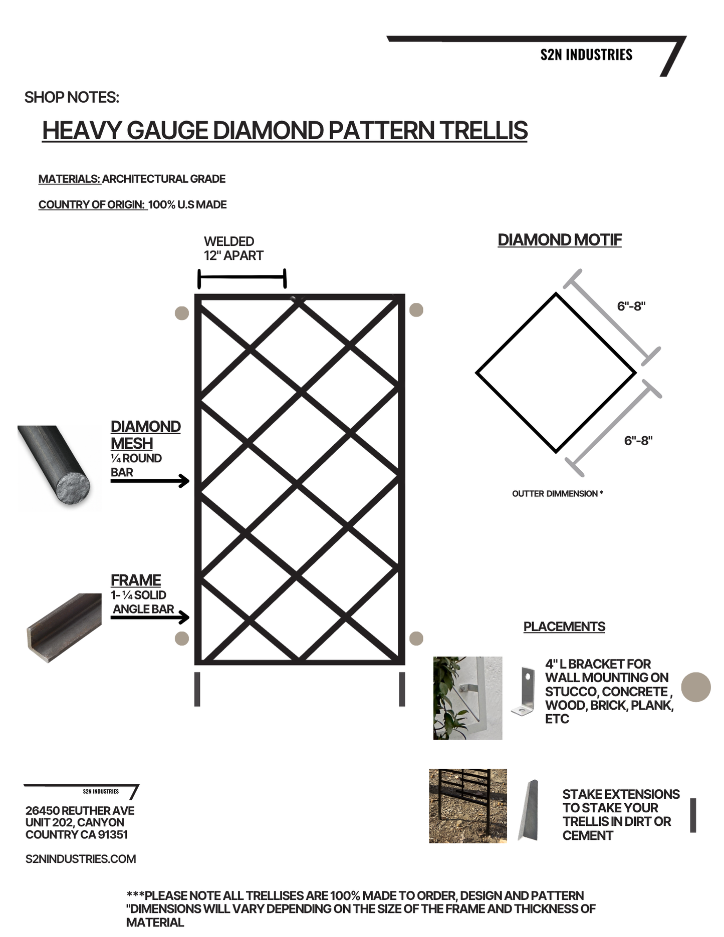 heavy duty metal diamond trellis shop notes