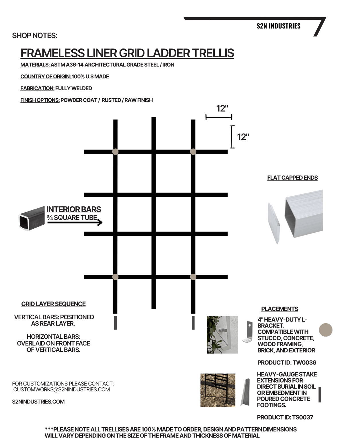5H x 5W Frameless Square Grid Ladder Mounted Trellis