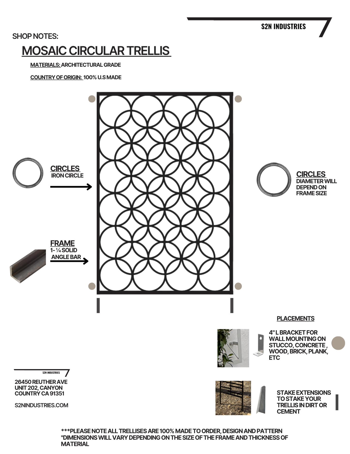 Mosaic Circular Custom Size Trellis - Wall Mounted