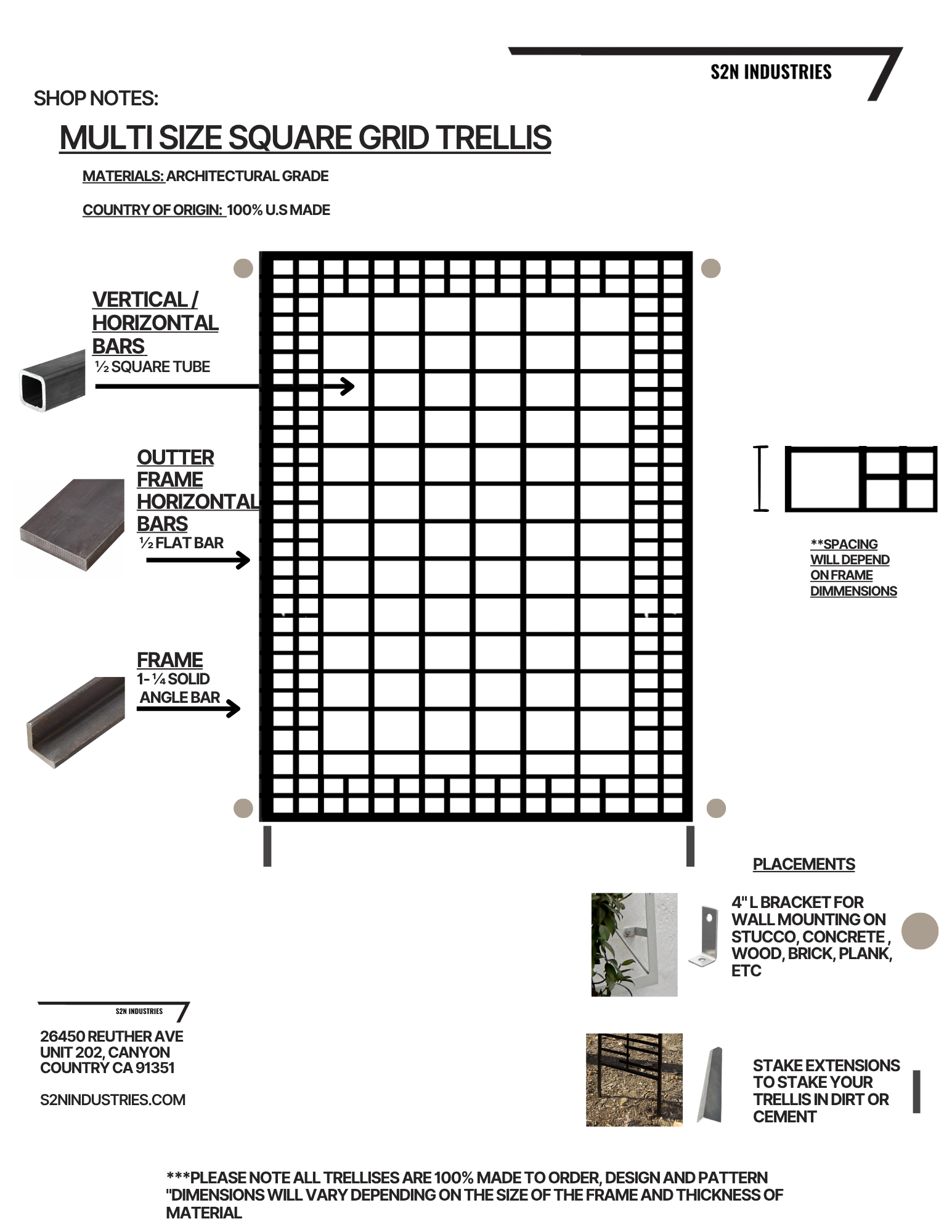 shop notes for multi square grid trellis