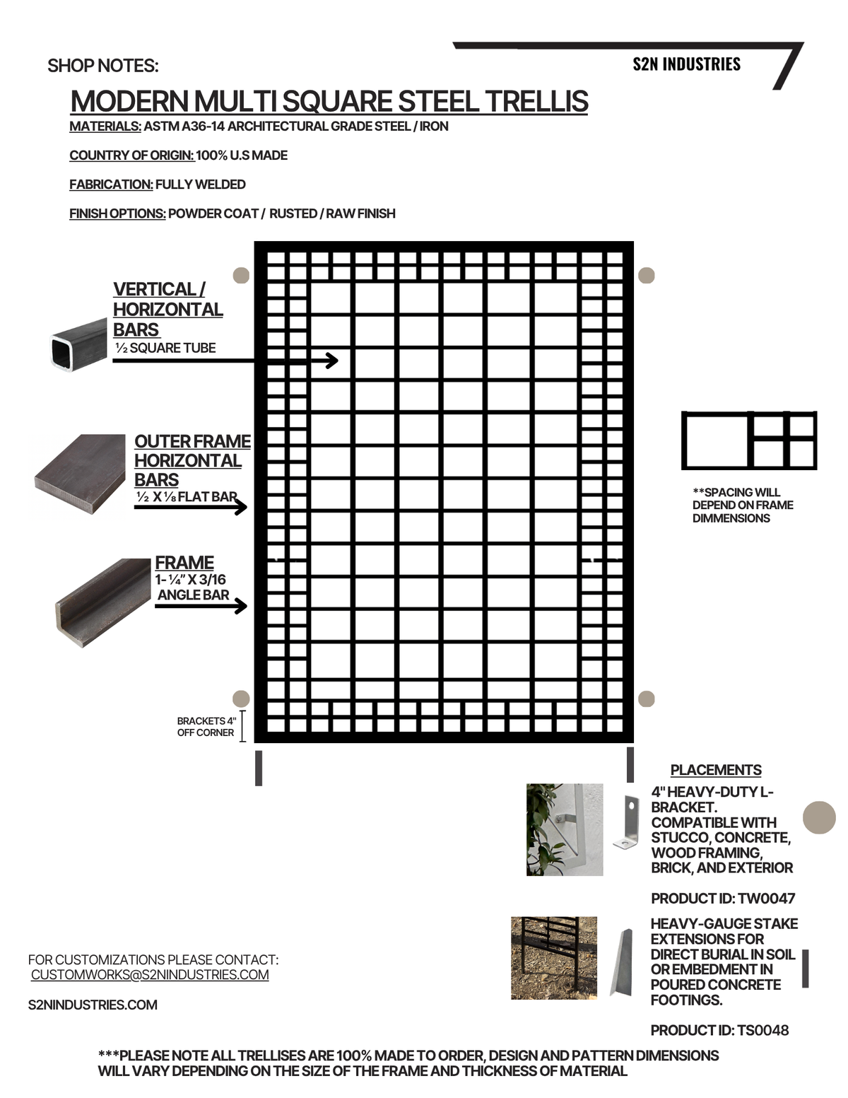 Modern Multi Square Stand Alone Trellis