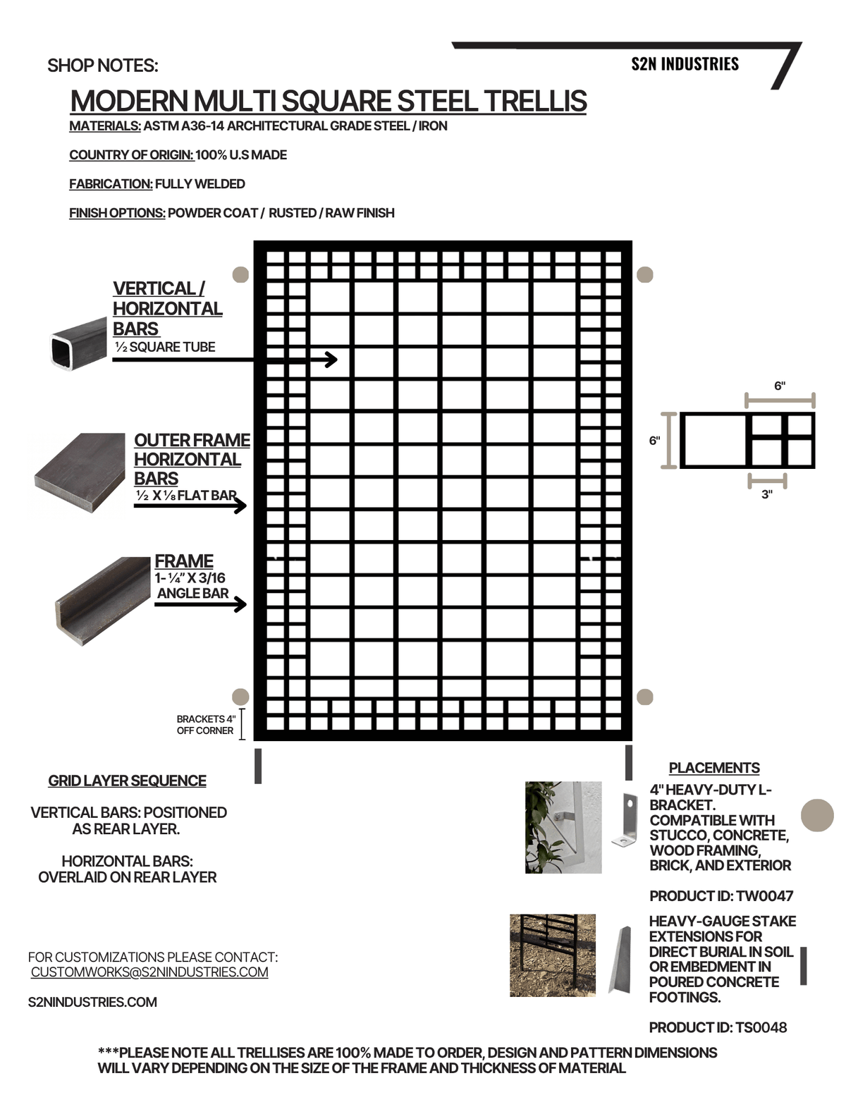 Modern Multi Square Wall Mounted Trellis