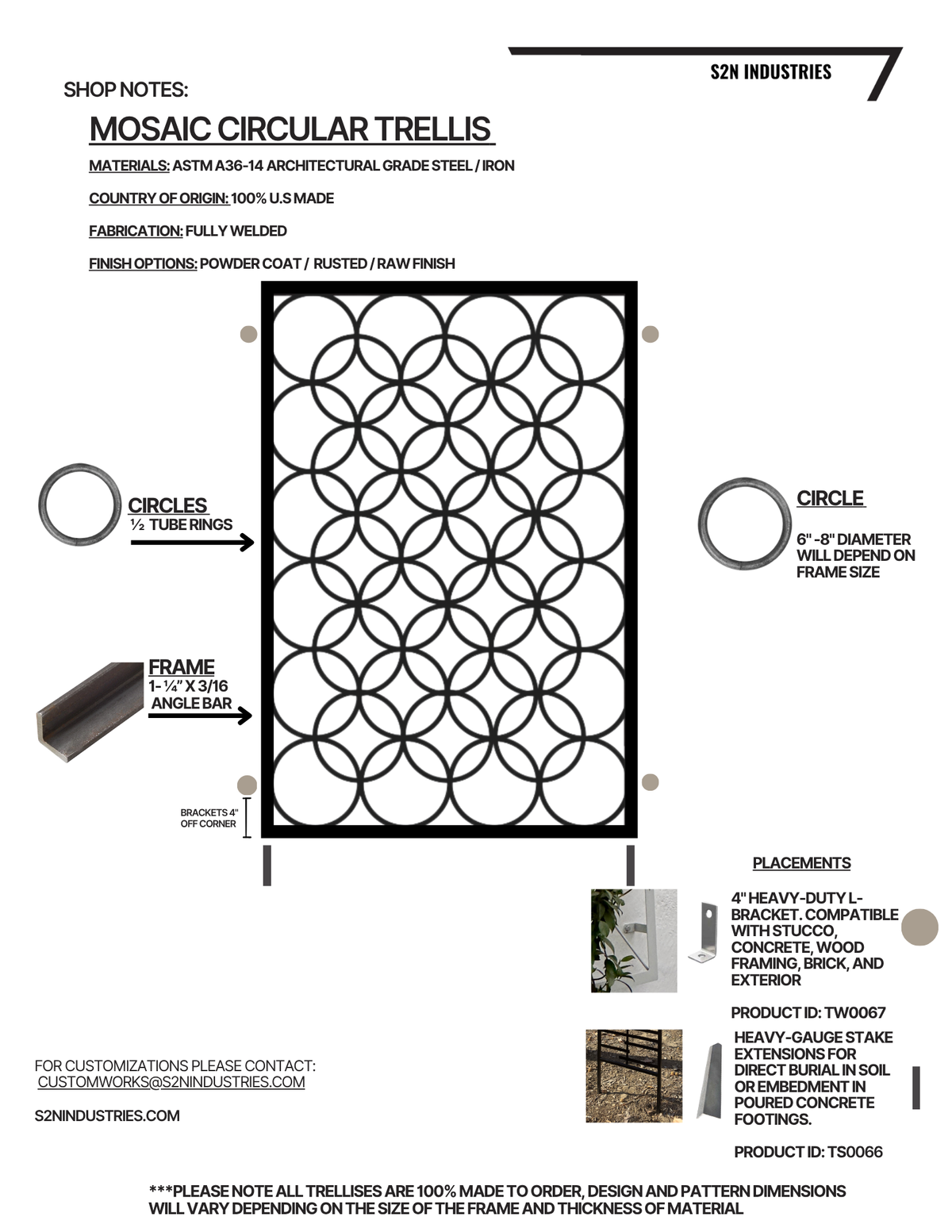 Mosaic Circular Custom Size Trellis - Wall Mounted