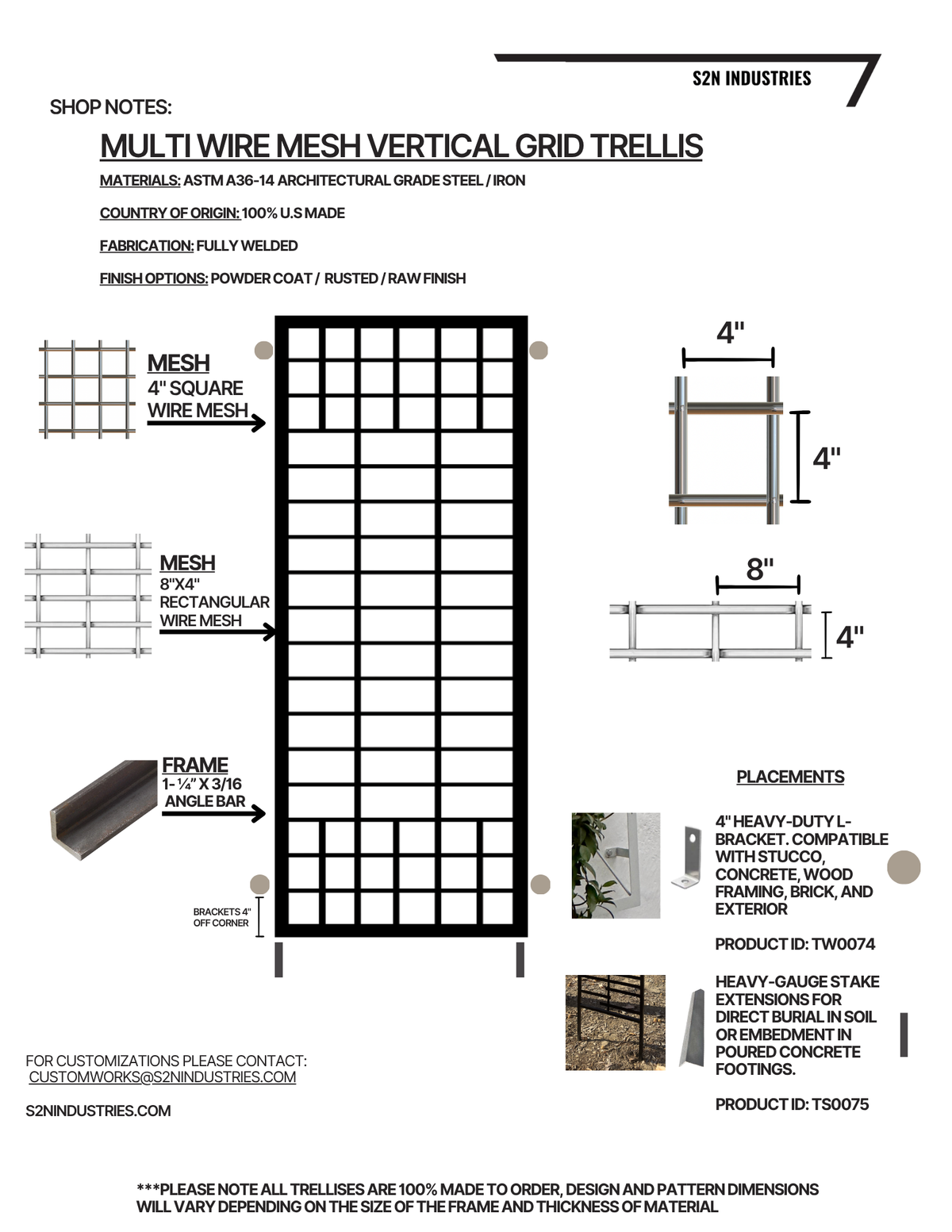 Multi Wire Mesh Vertical Stand Alone Trellis