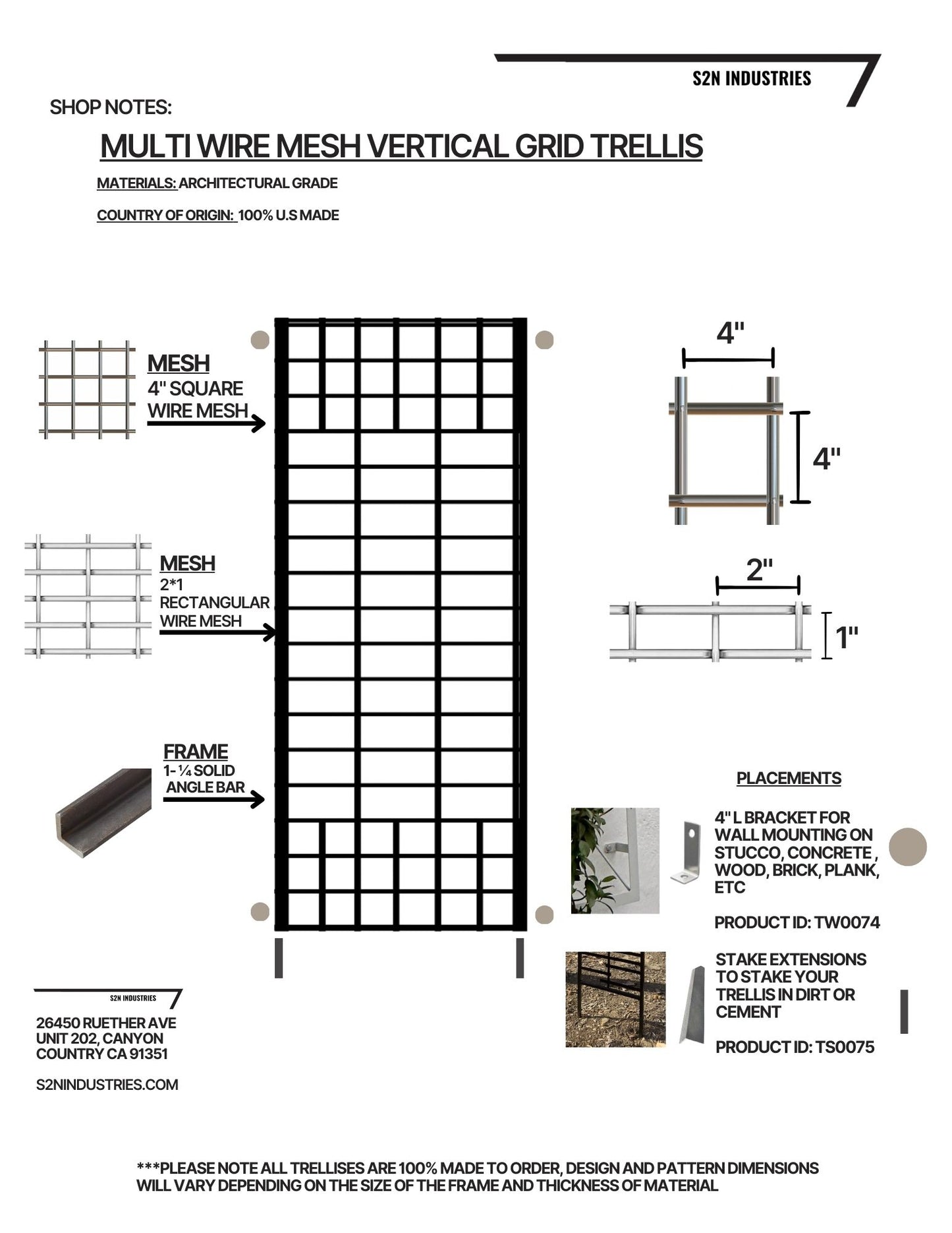 Multi Wire Mesh Vertical Wall Trellis