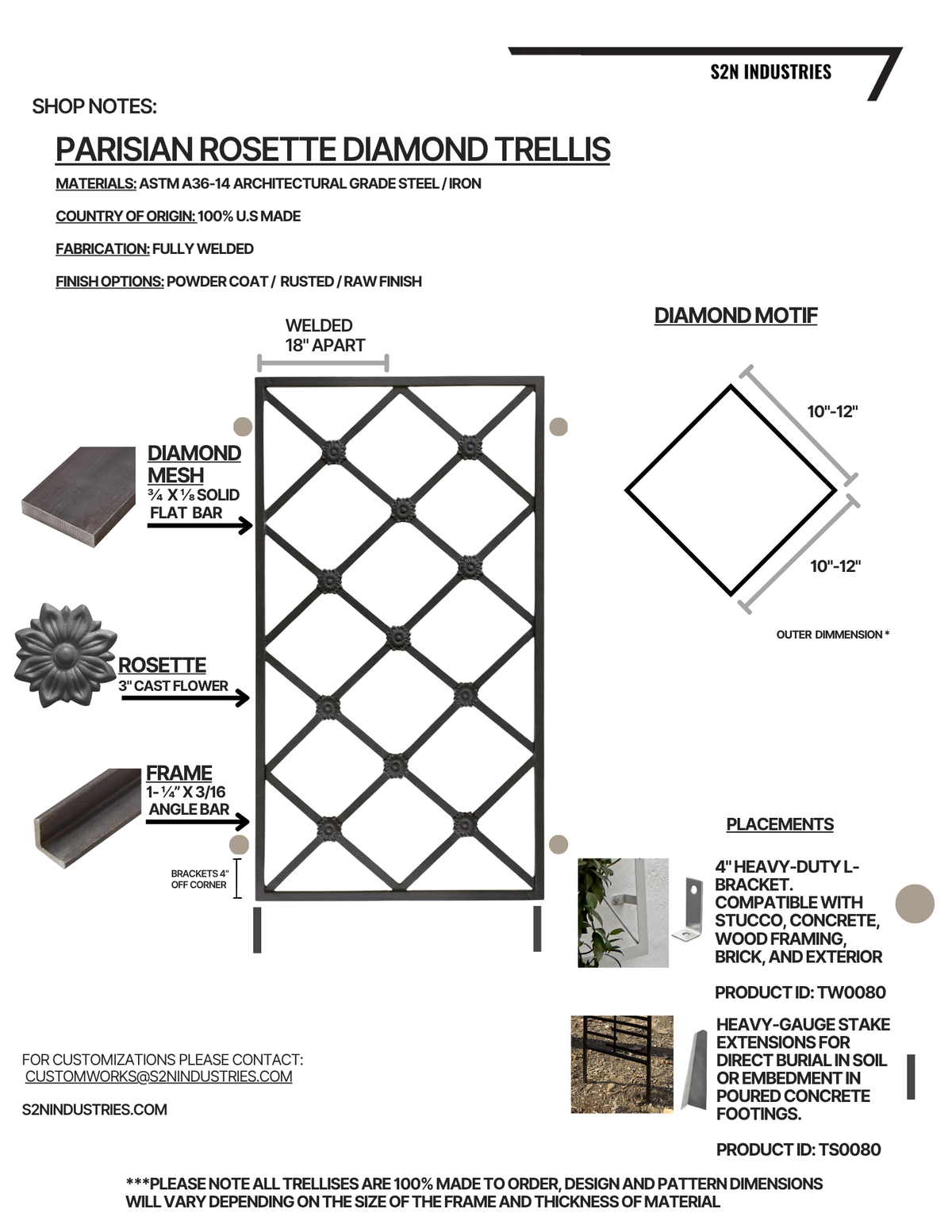 Parisian Rosette Diamond Freestanding Trellis