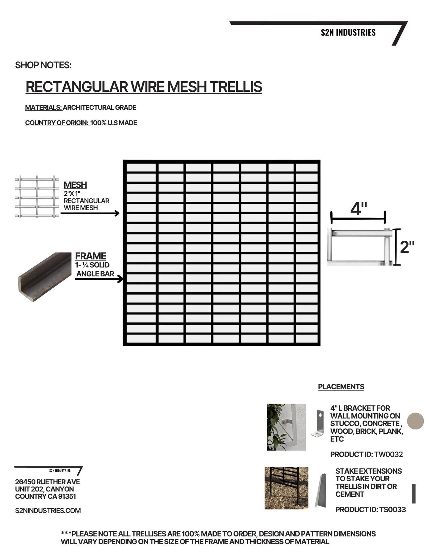 Wire Mesh Rectangular Trellis