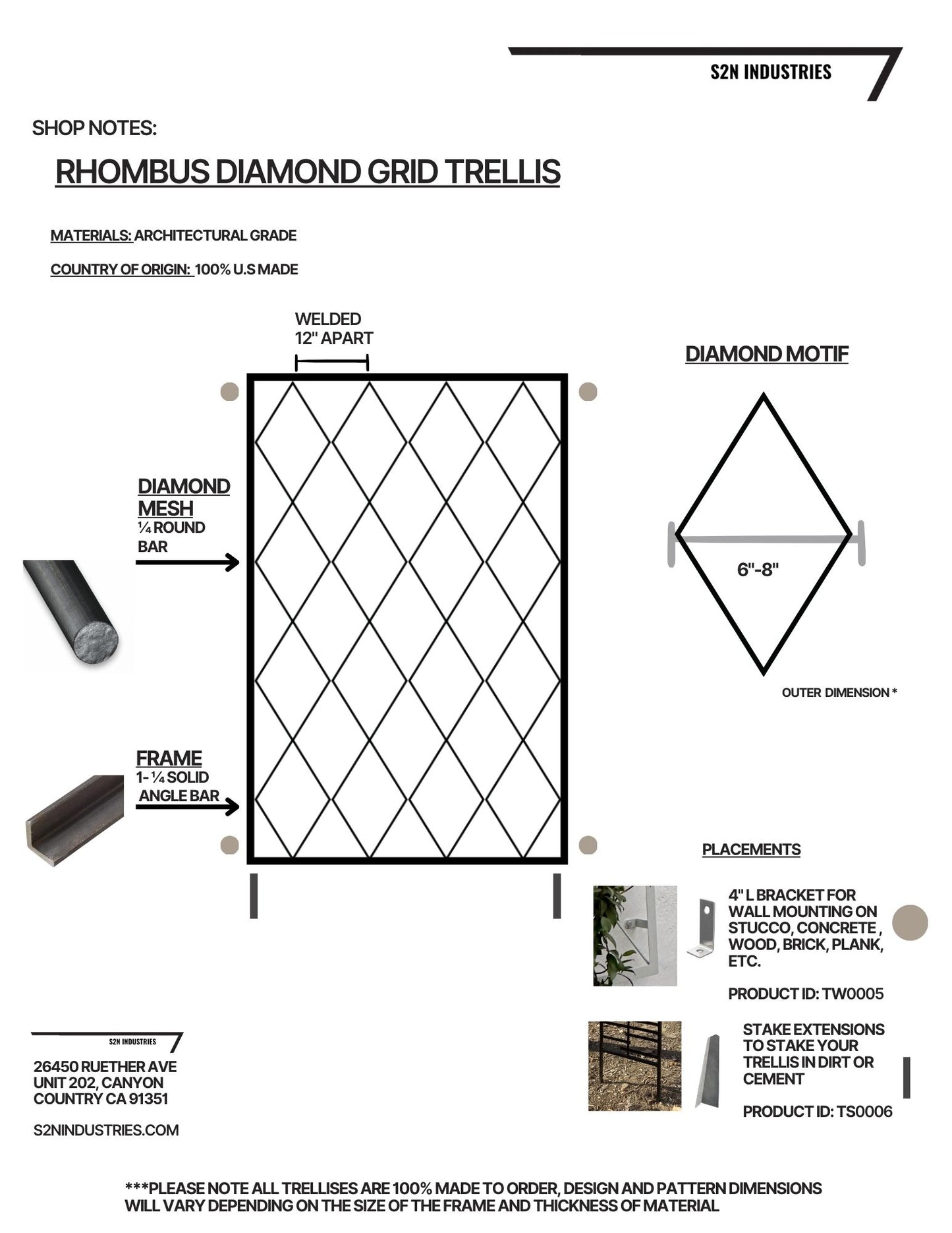 Diamond Grid Rhombus Trellis