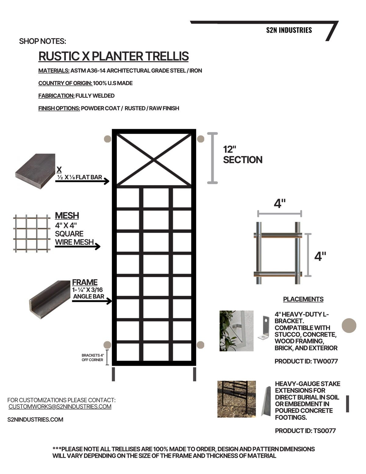 Rustic X Style Planter Trellis Stand Alone
