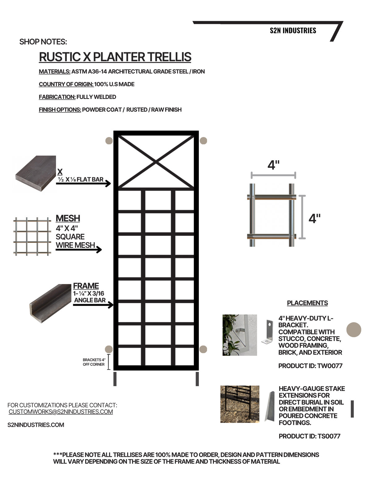 Rustic X Style Planter Trellis Stand Alone
