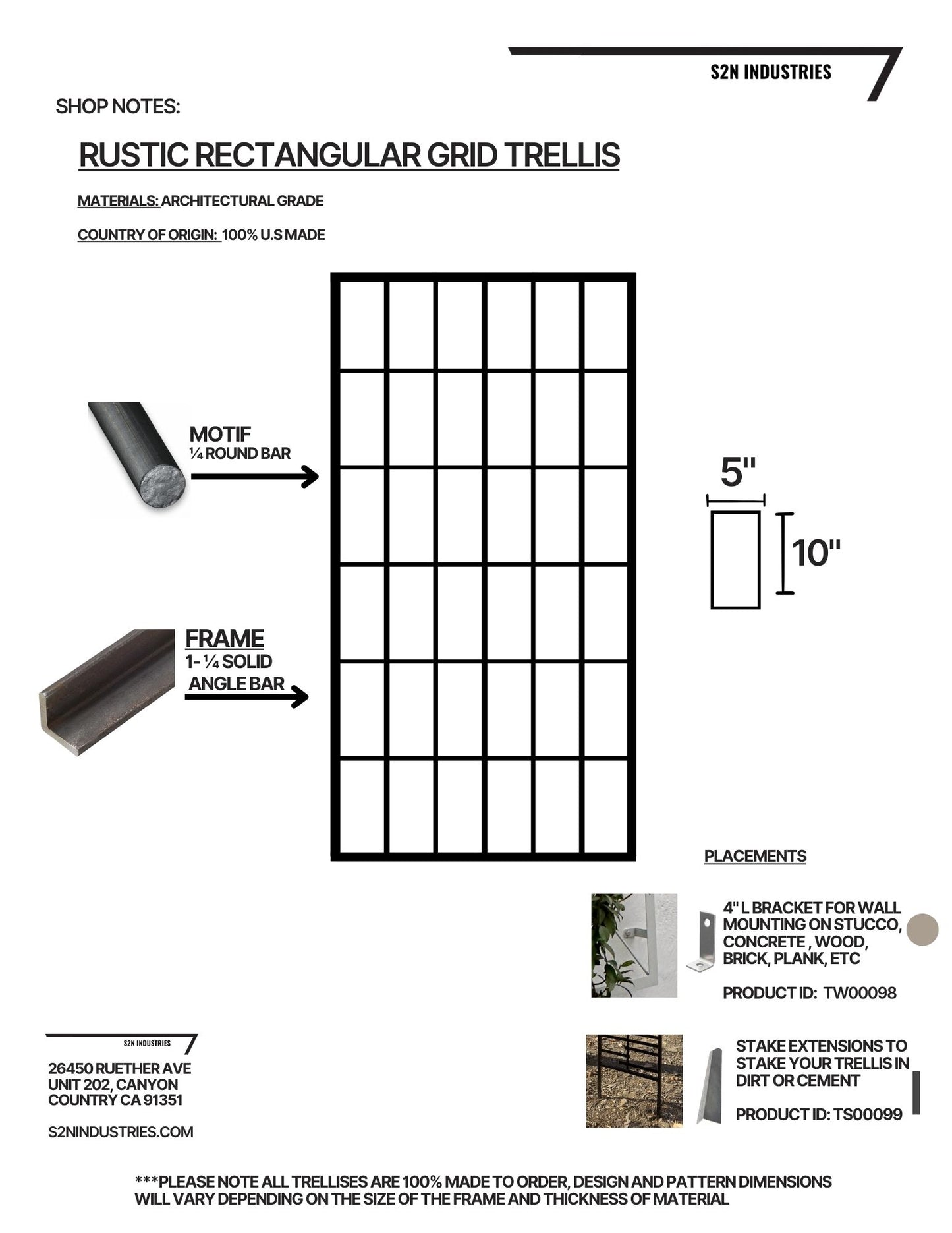 Rectangular Rustic Grid Trellis