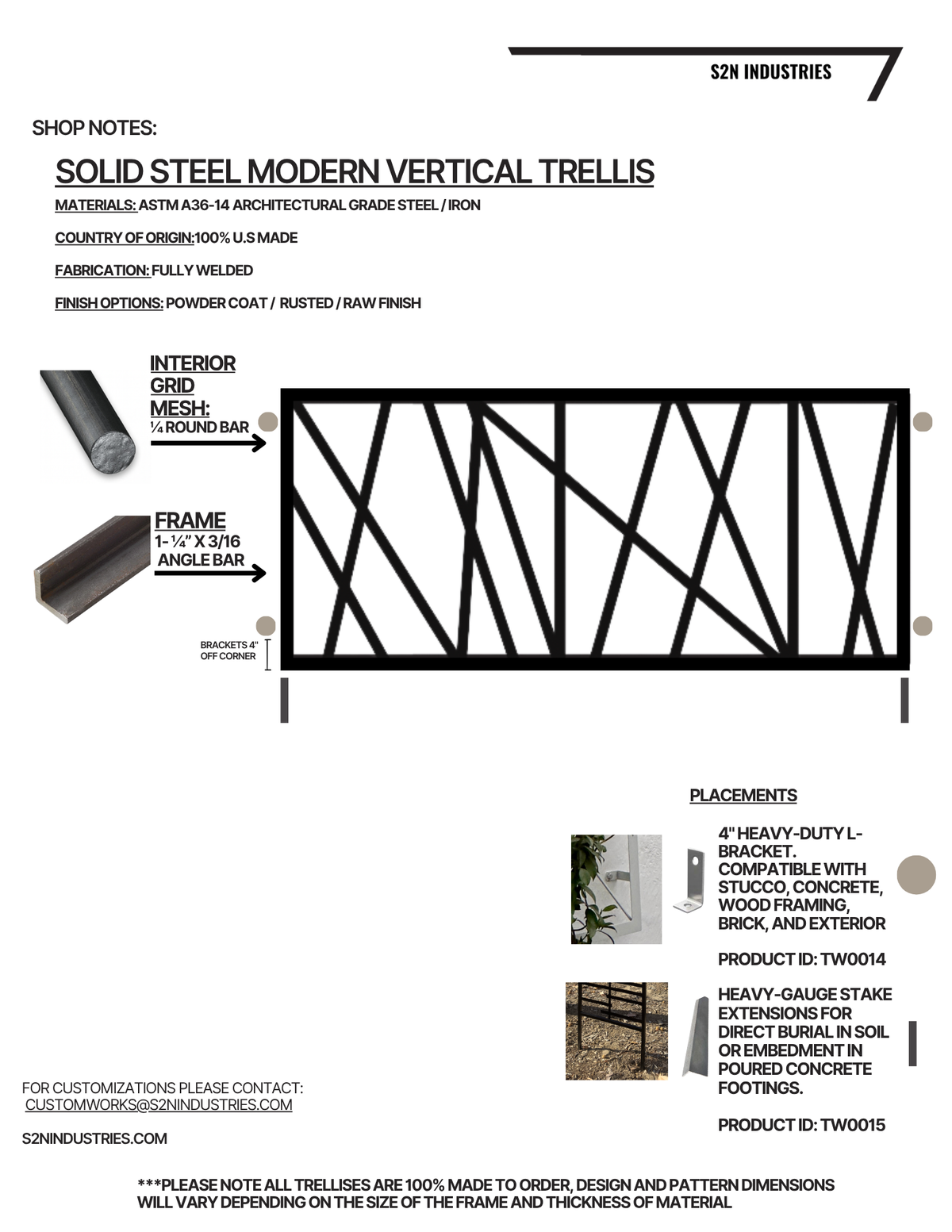 Solid Steel Modern Vertical Garden Trellis