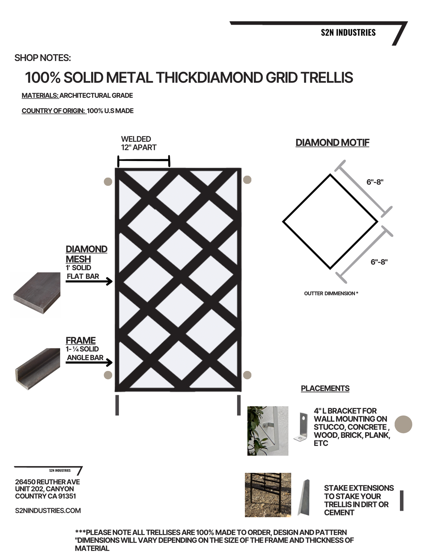 shop notes for thick diamond trellis