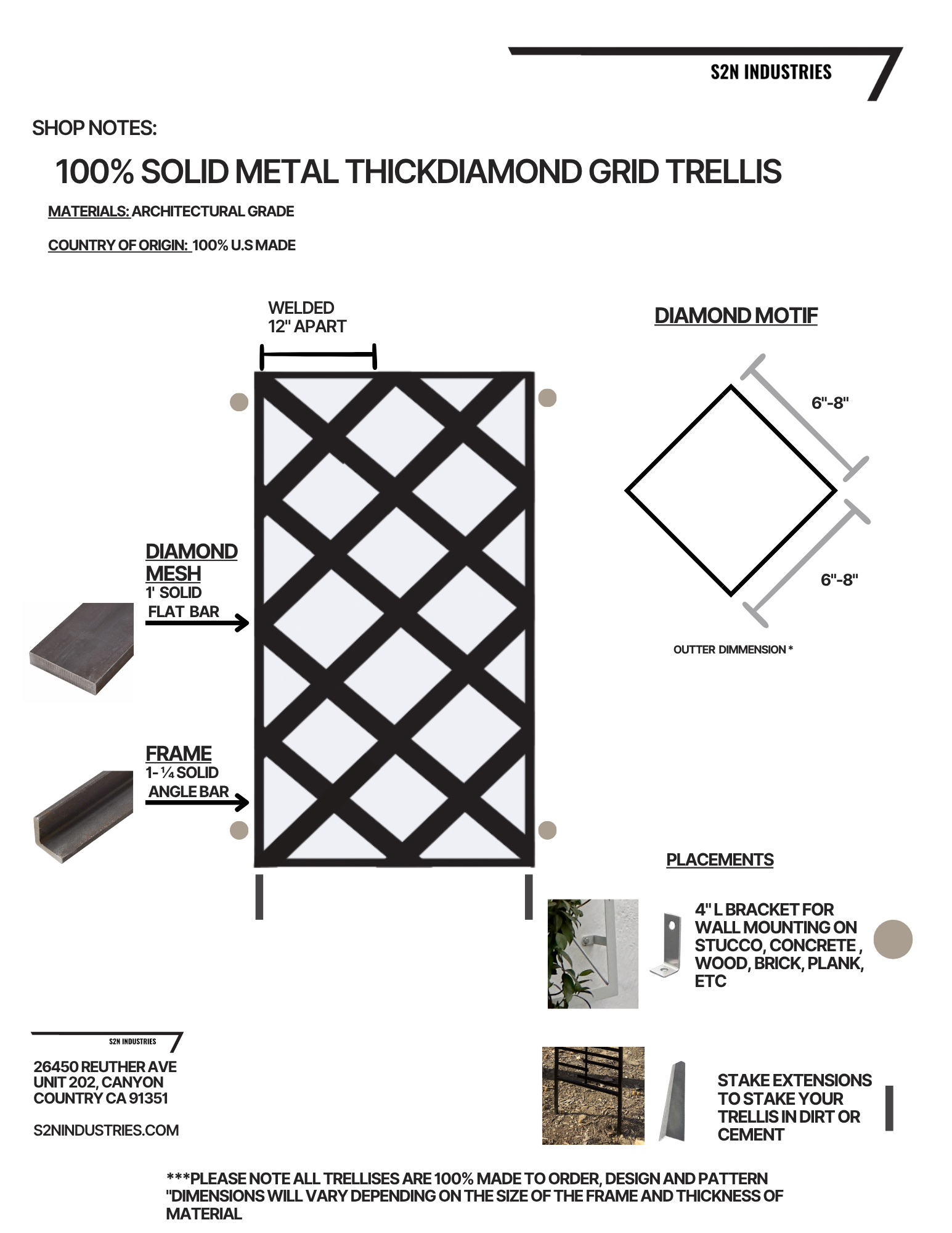 shop notes for thick diamond trellis