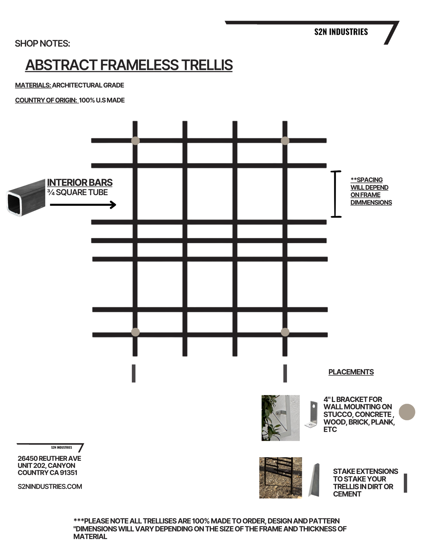 Modern Abstract Frameless Square Trellis Wall Mounted