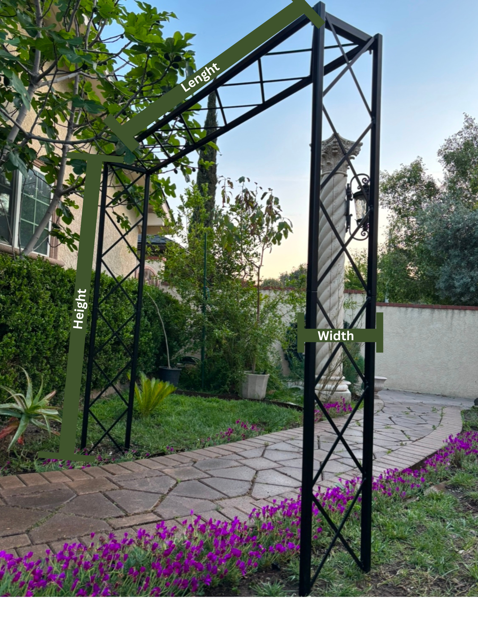 powder coated metal diamond pergola