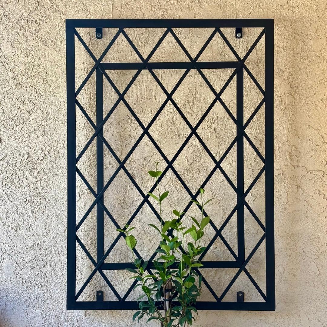 triangle plant trellis Ornate Diamond Stand Alone Trellis, Diamond Trellis Fence Panel, Metal Diamond ADU Privacy Panel, 8x5