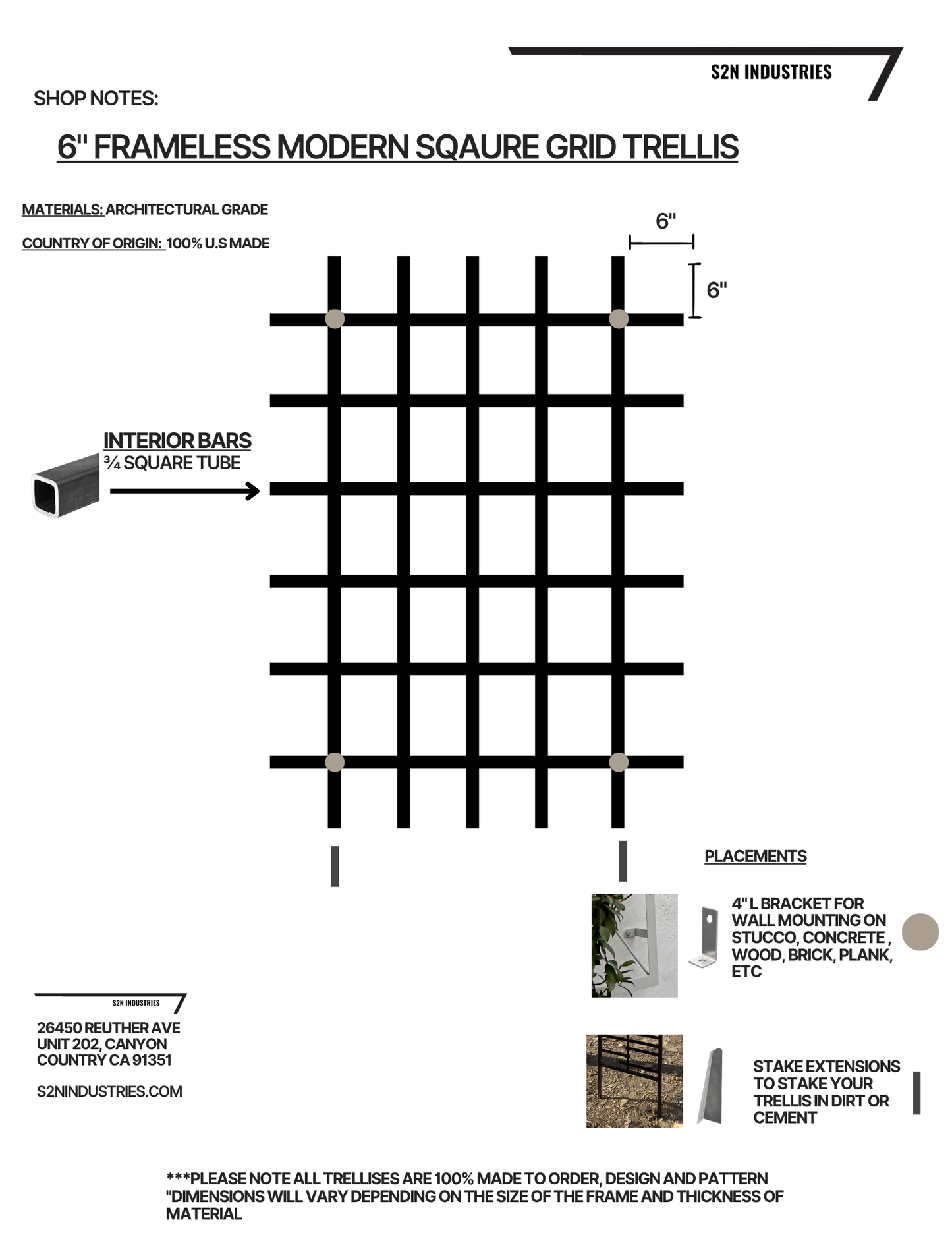 Modern Frameless Grid Trellis Wall Mounted