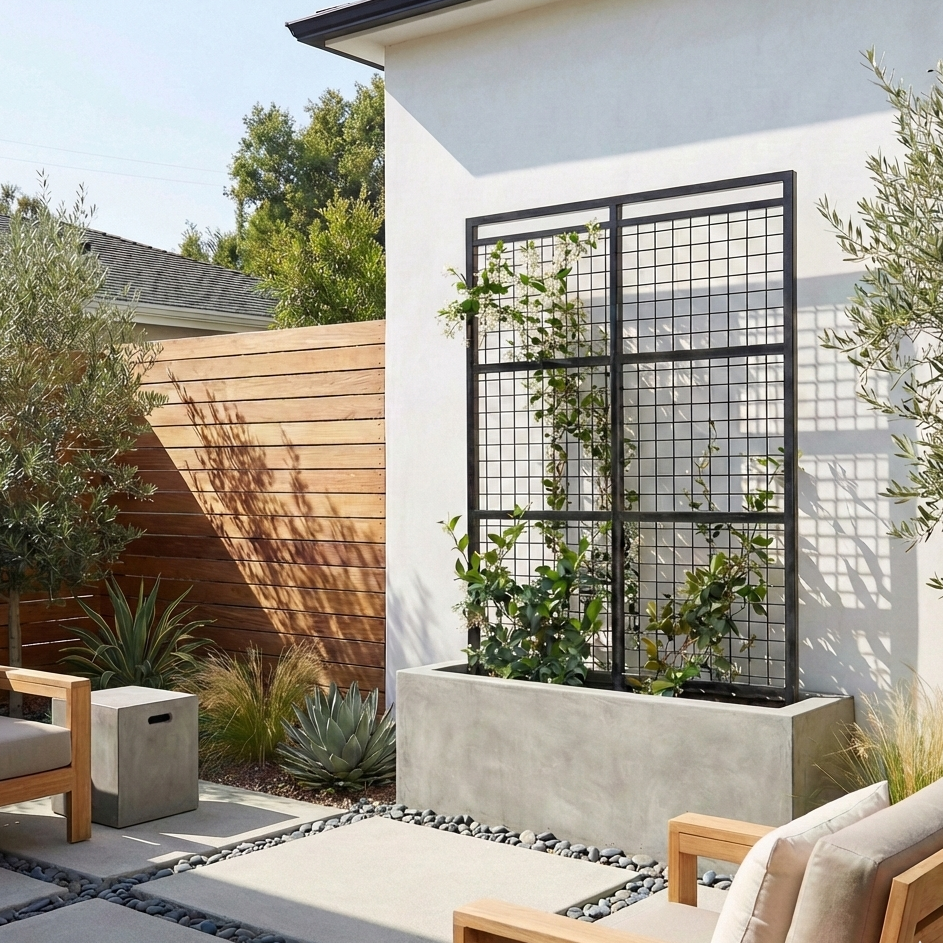 small metal plant trellis Double Framed Square Grid Stand Alone Trellis, 4x2