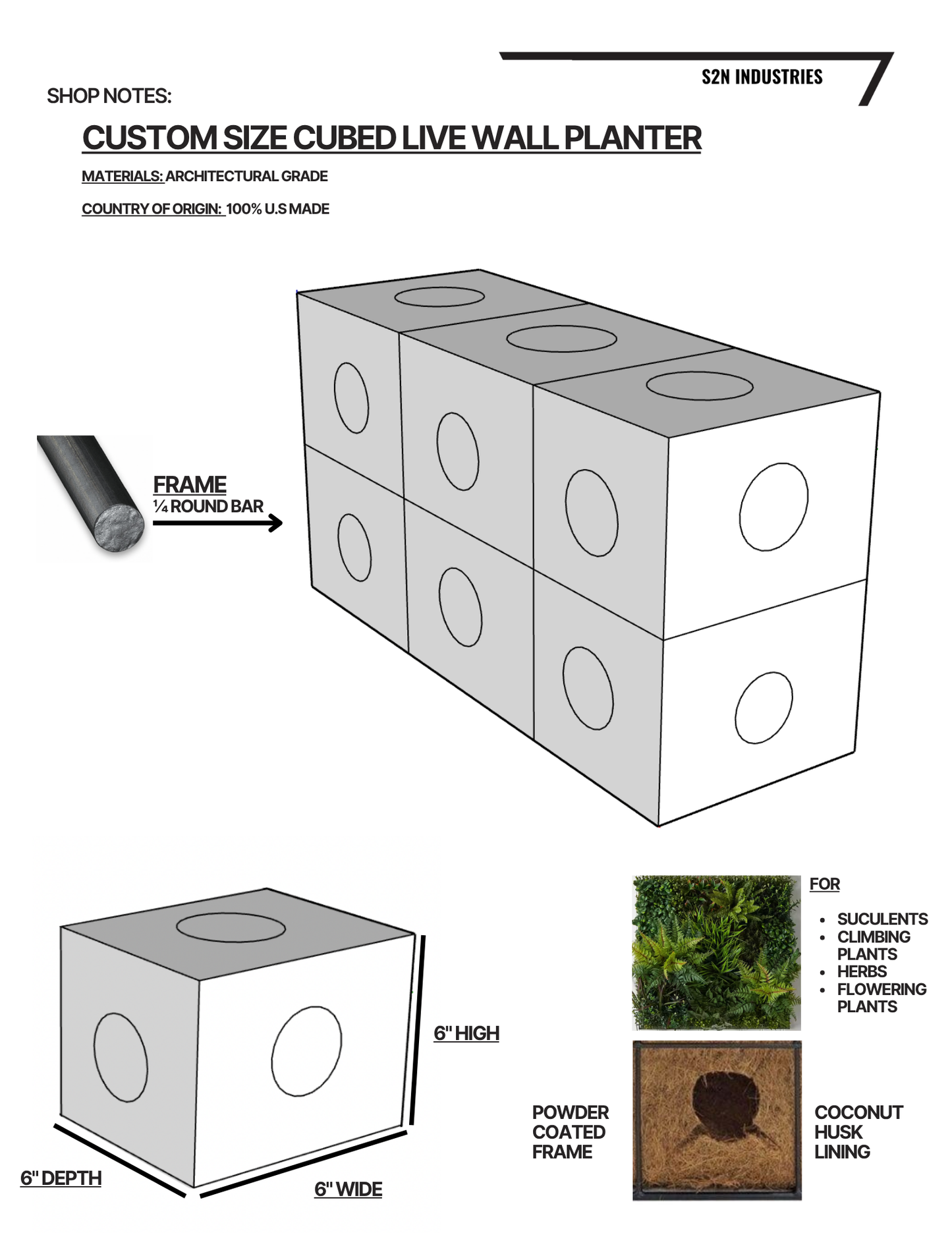custom size cube planter for sale