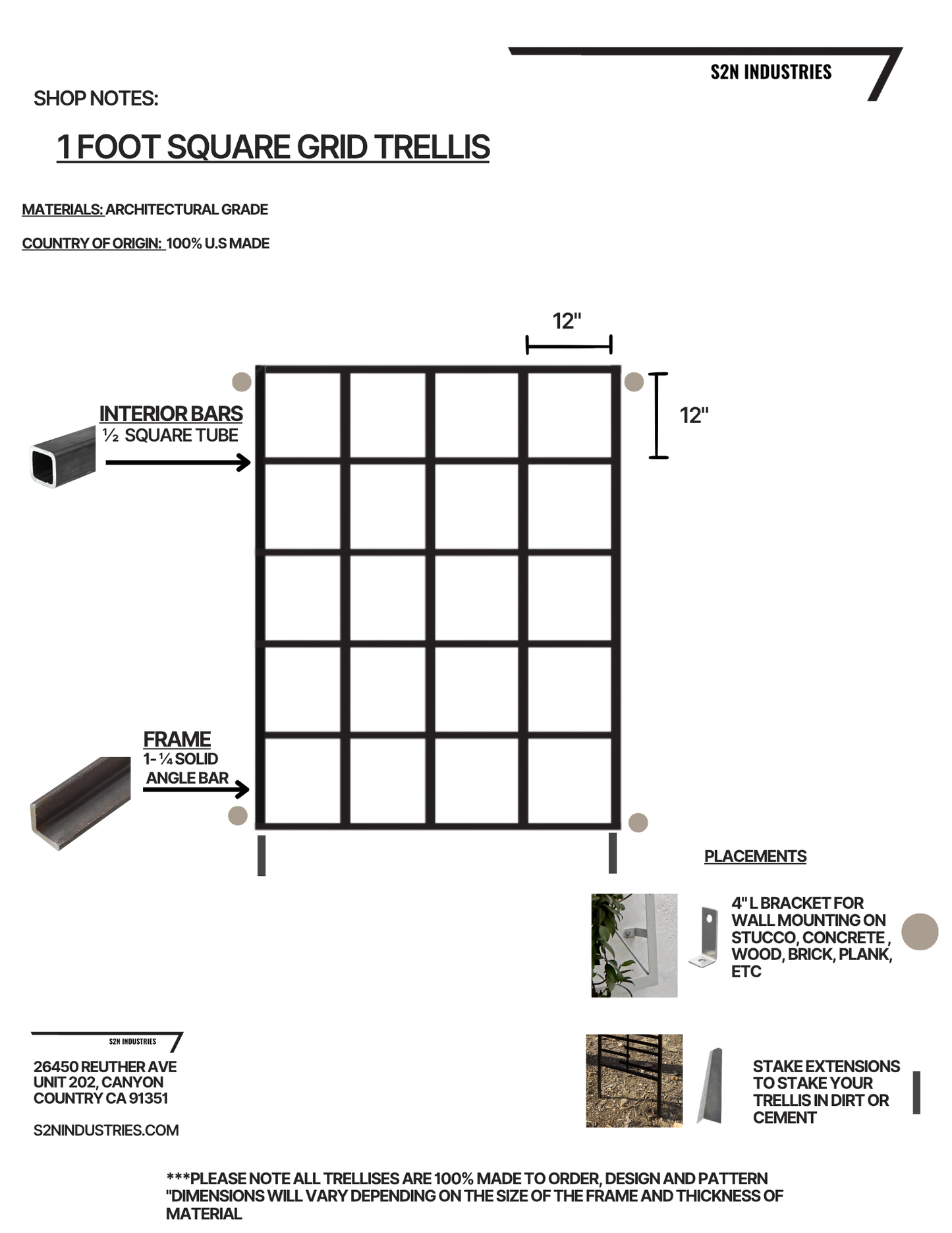 Classic Square Grid Trellis - Stand Alone