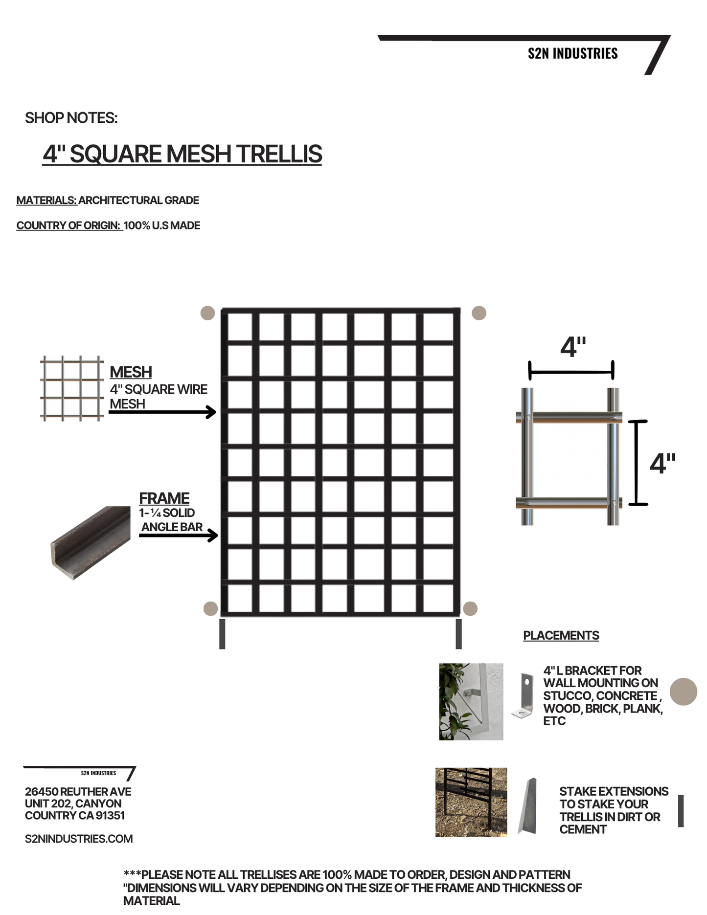 shop notes for metal trellis