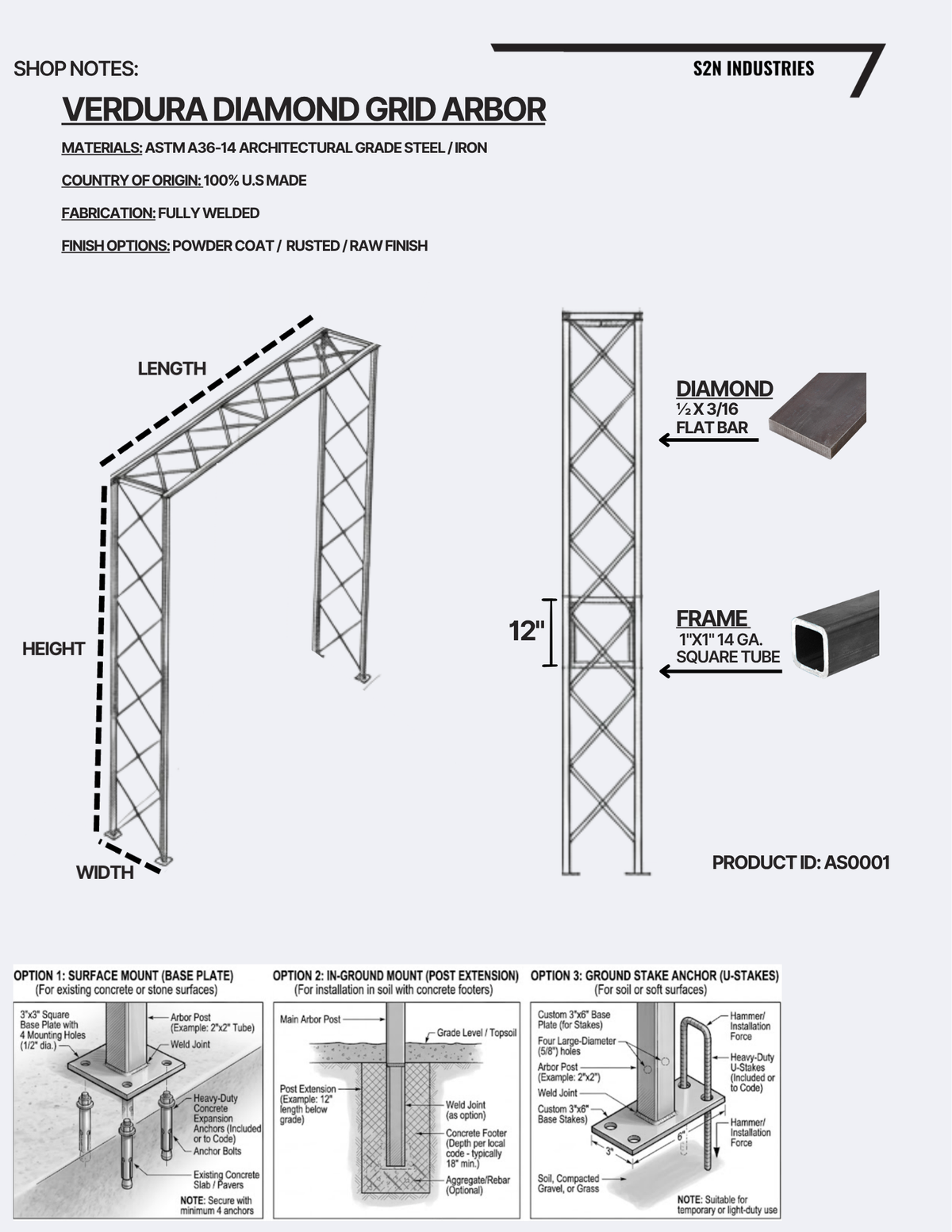 Verdura Diamond Grid Metal Arbor