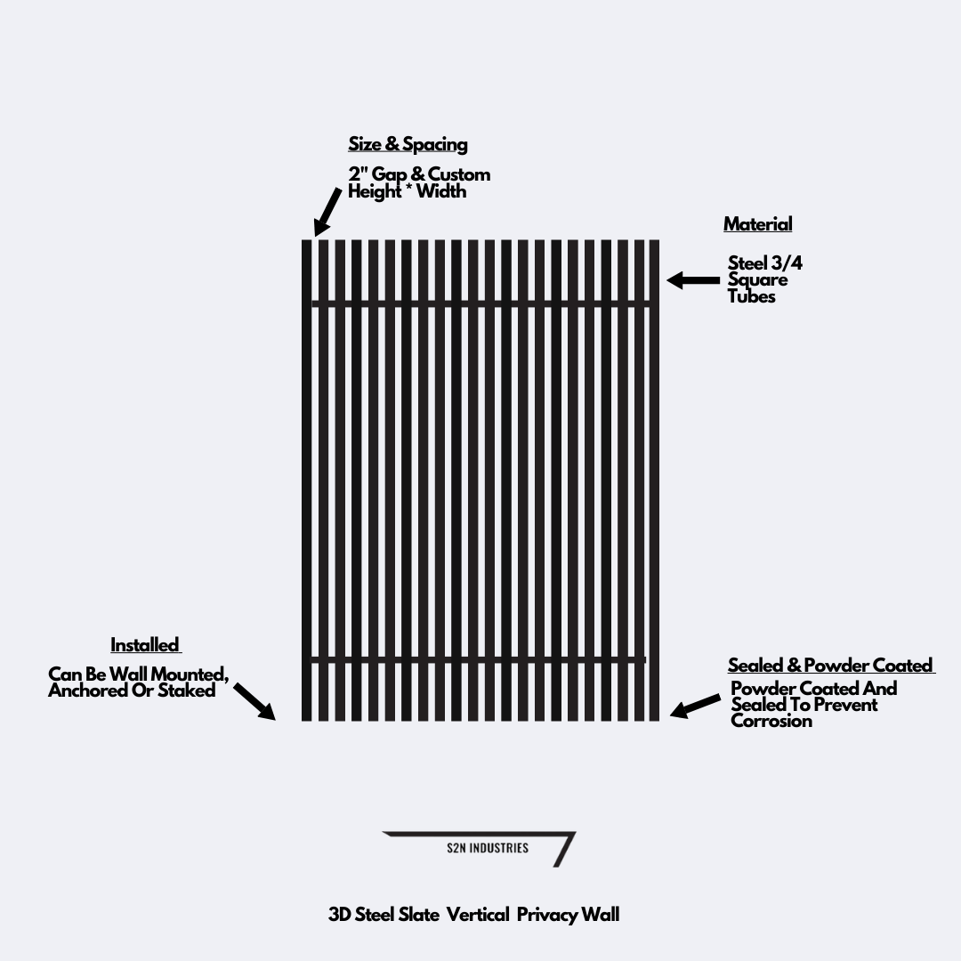 3D Steel Slate Vertical Privacy Panel