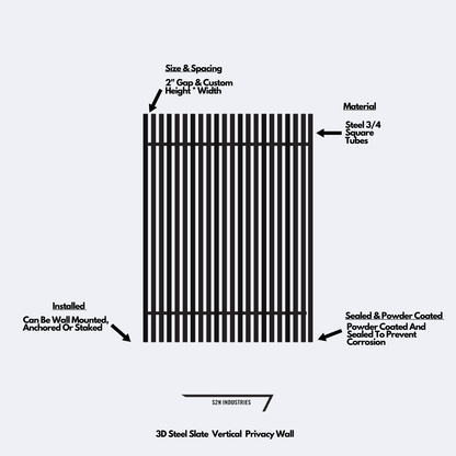 3D Steel Slate Vertical Privacy Panel