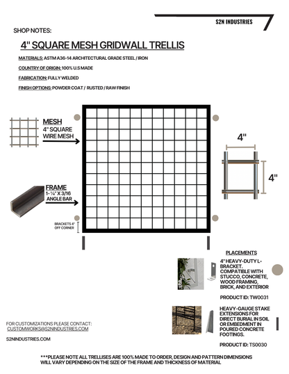 4" Wire Mesh Gridwall Privacy Trellis