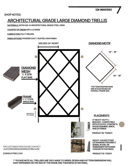 Architectural Grade Large Diamond Wall Trellis