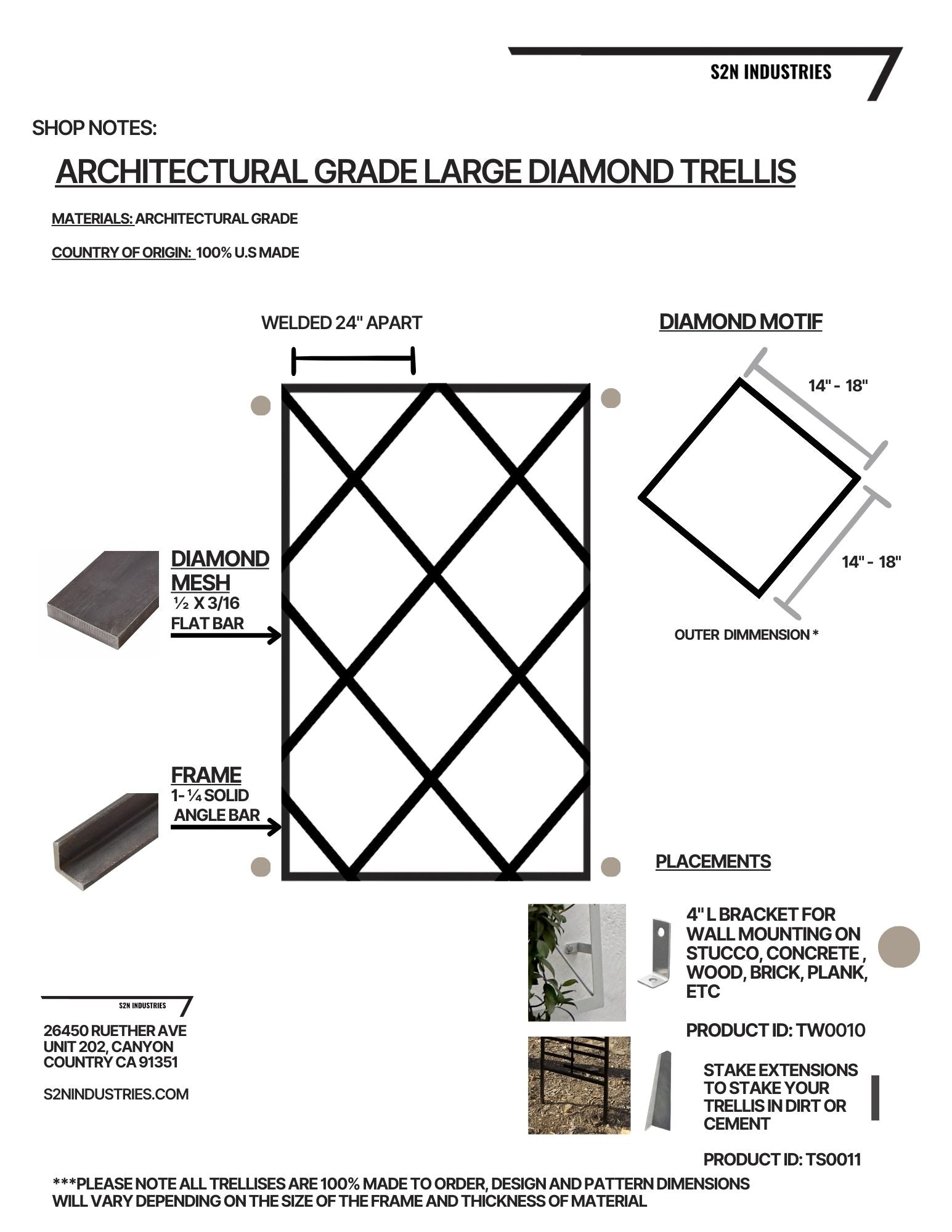 Large Architectural Diamond Trellis