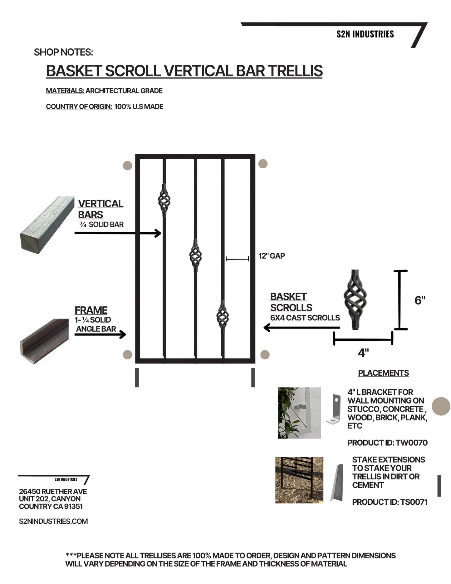 Vertical Basket Scroll Bar Trellis