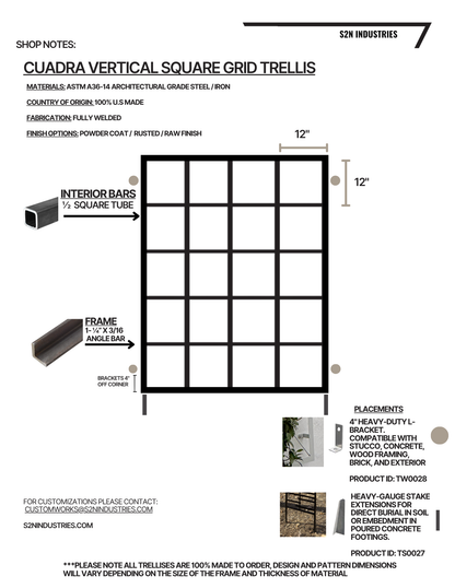 Cuadra Vertical Square Grid Trellis
