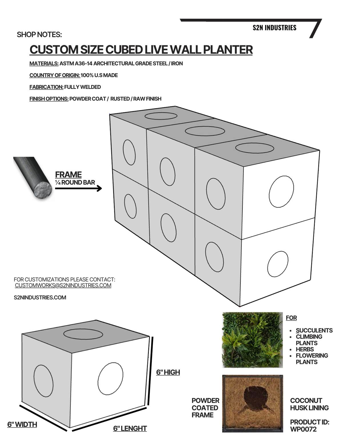 Live Wall Metal Planter Frame