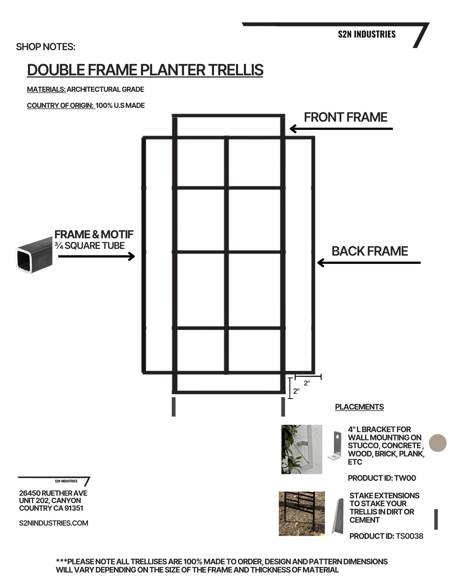 Double Planter Framed Trellis 