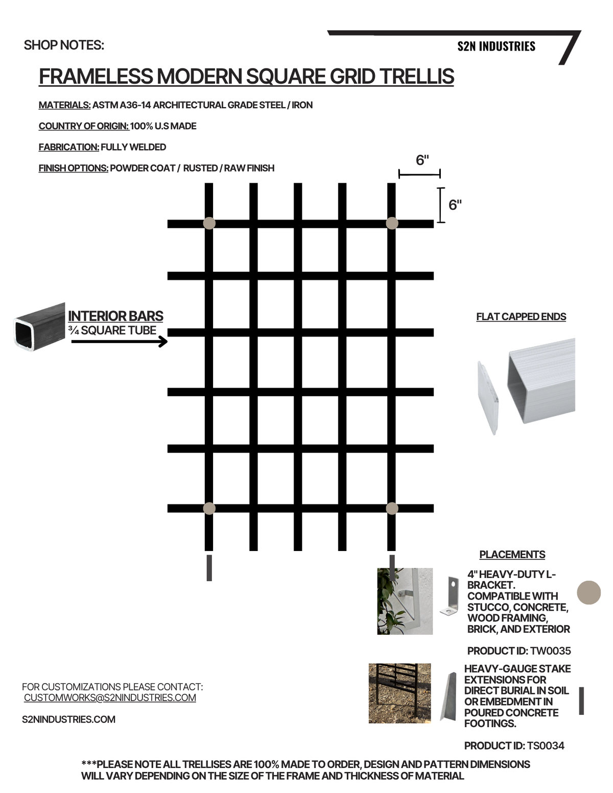 Frameless Modern Square Grid Trellis