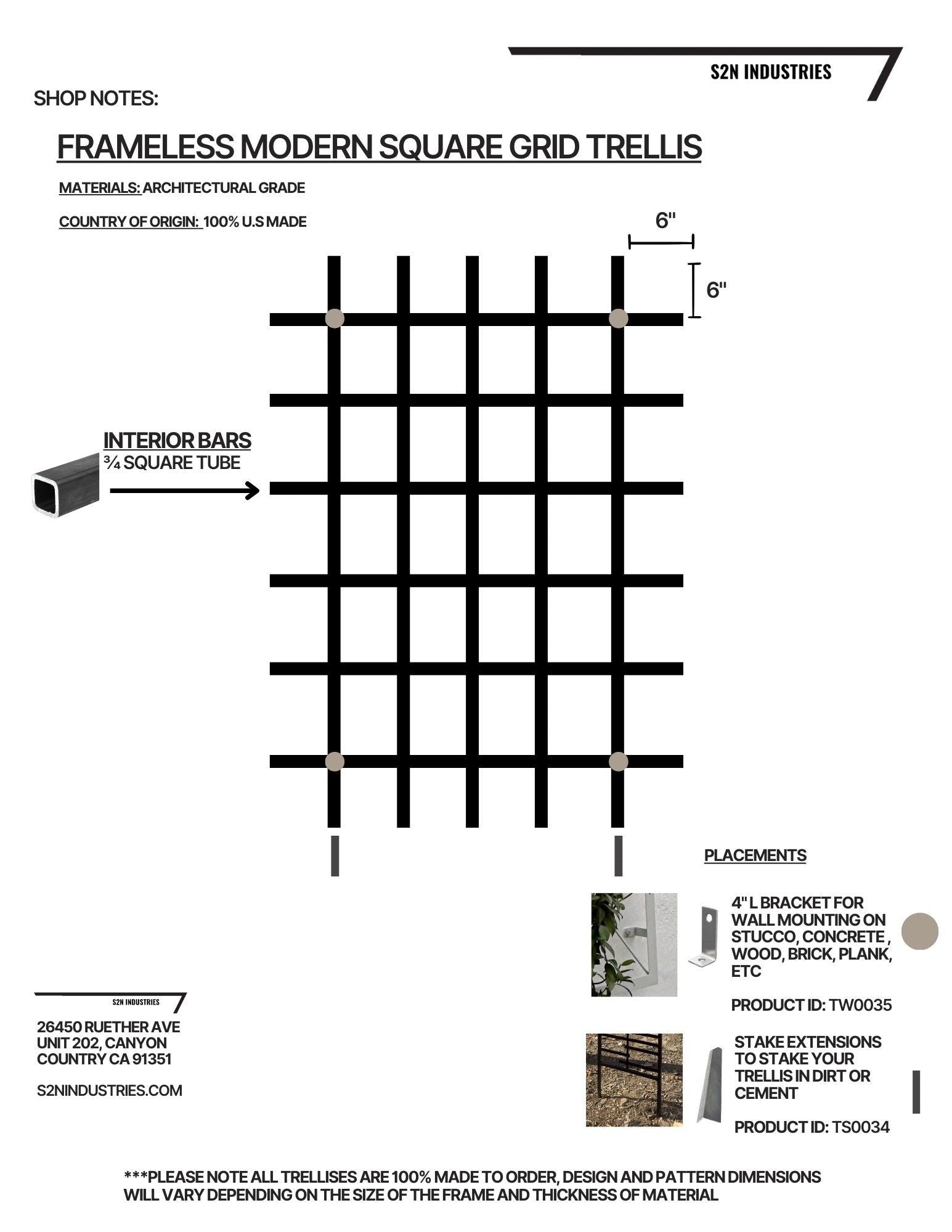 Modern Frameless Square Grid Trellis