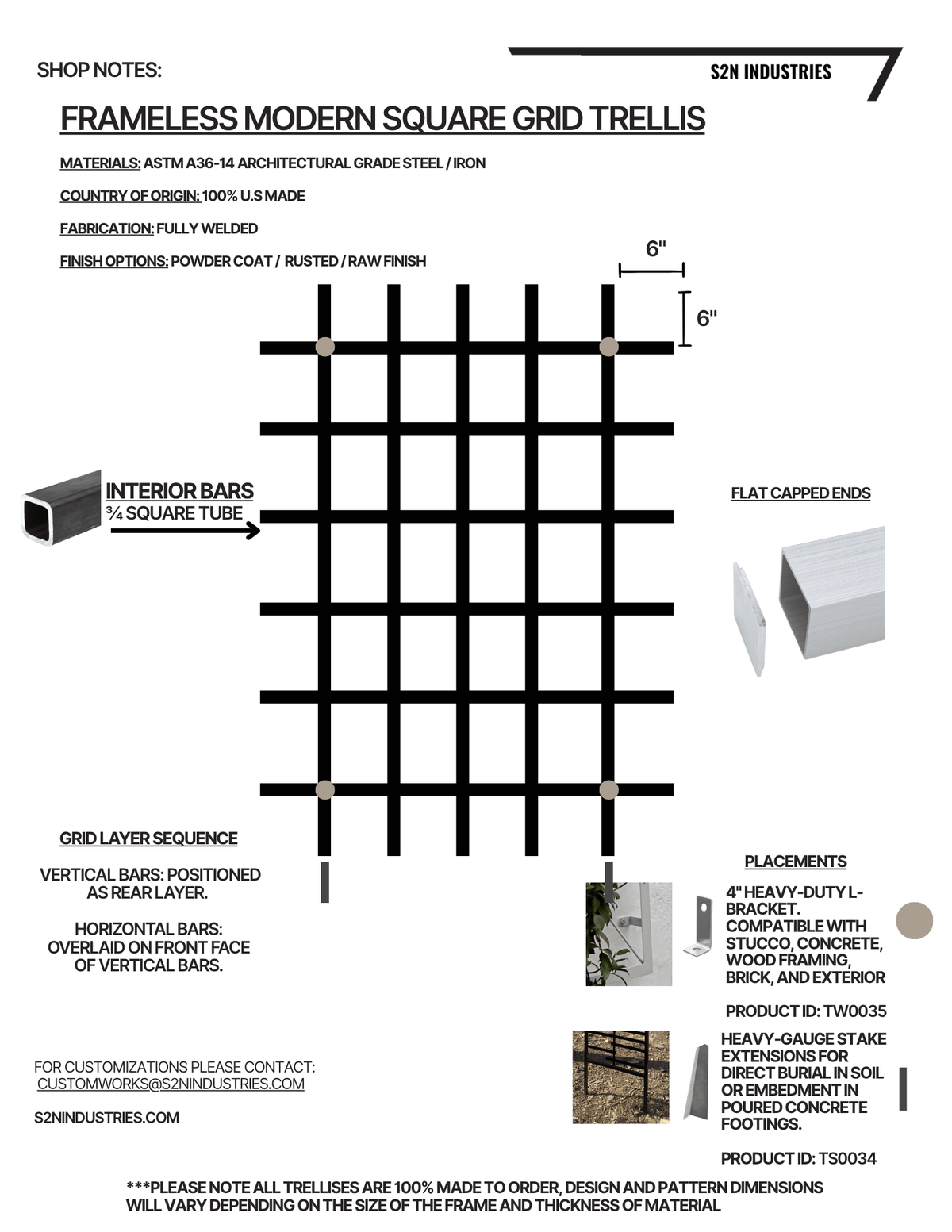 Frameless Modern Square Grid Trellis