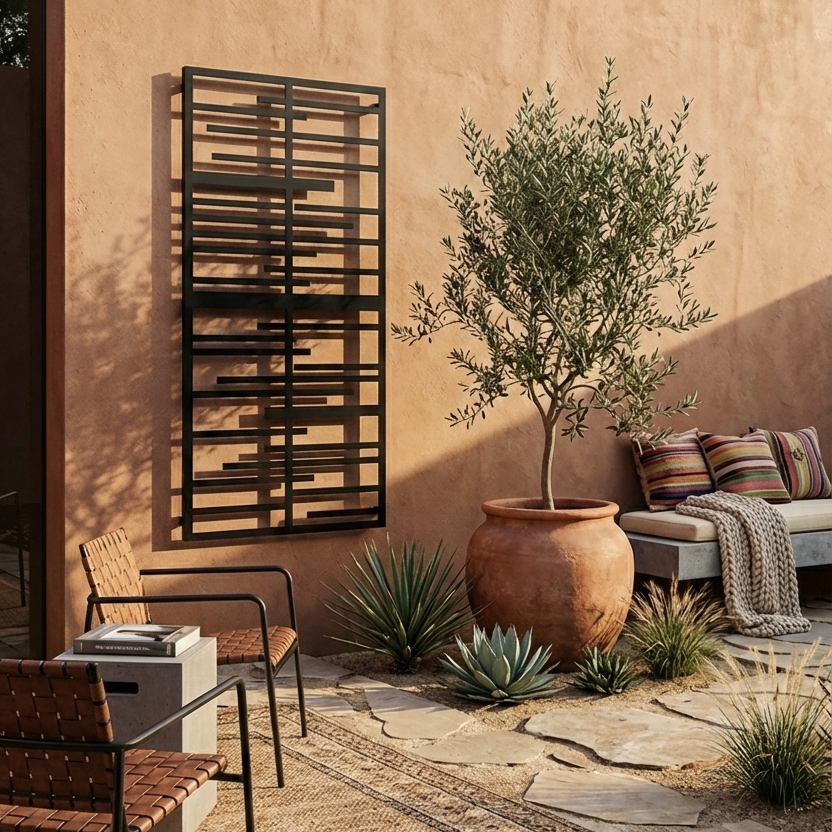 Abstract Latch On Plant Trellis Wall Mounted