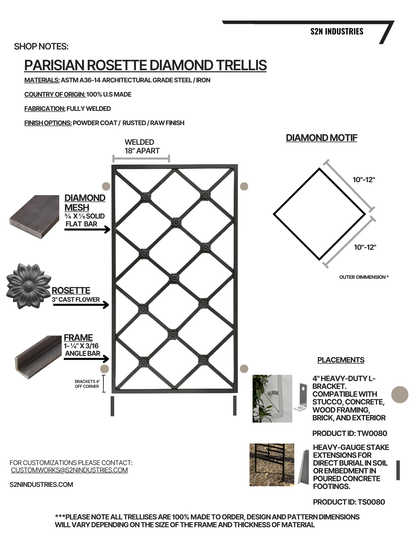 Parisian Rosette Diamond Wall Trellis