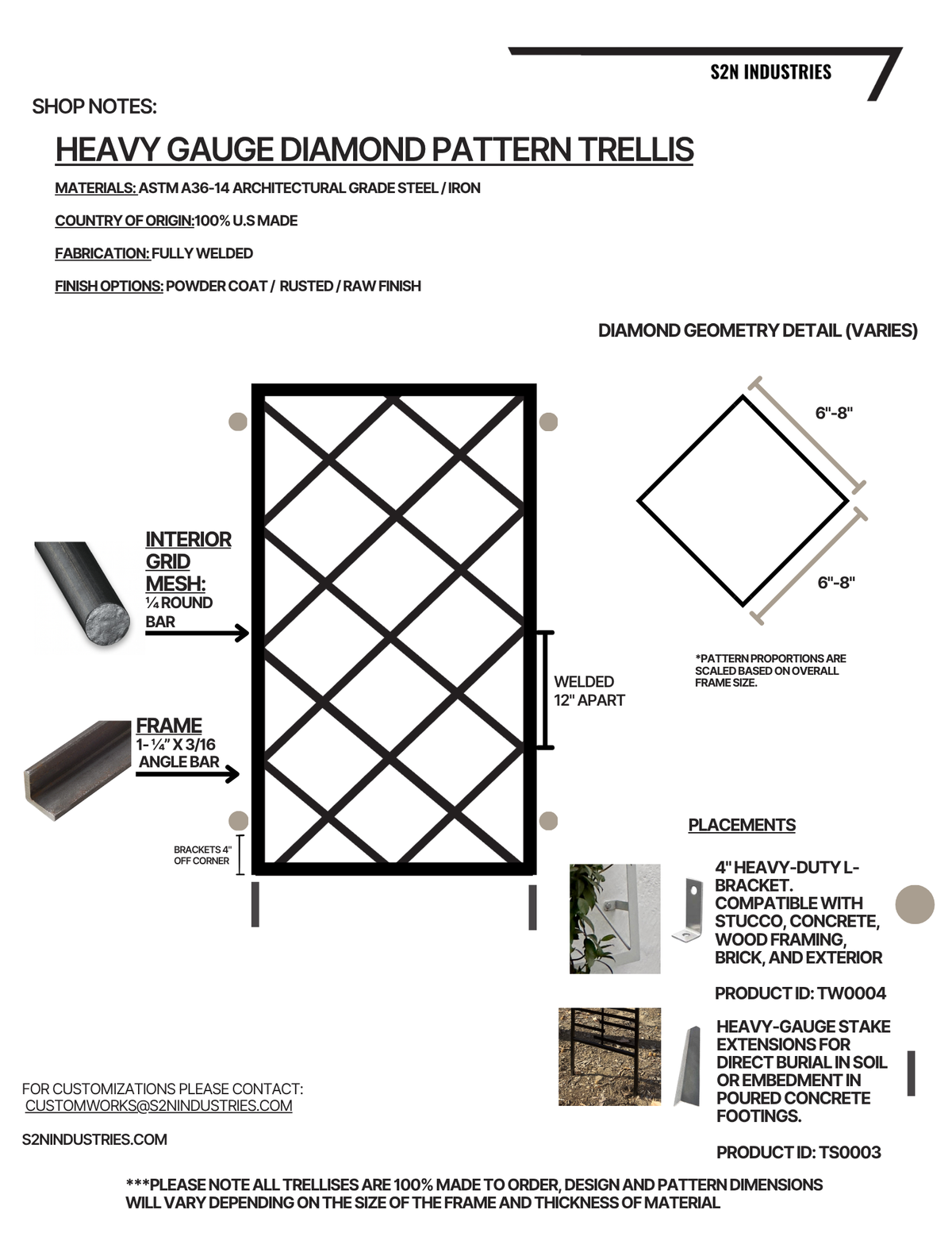 Heavy Gauge Diamond Pattern Trellis