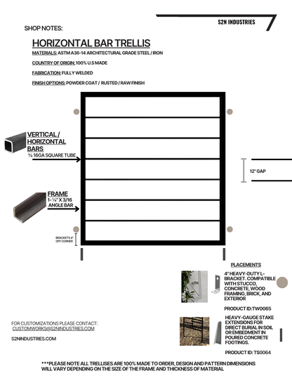 Horizontal Bar Freestanding Trellis