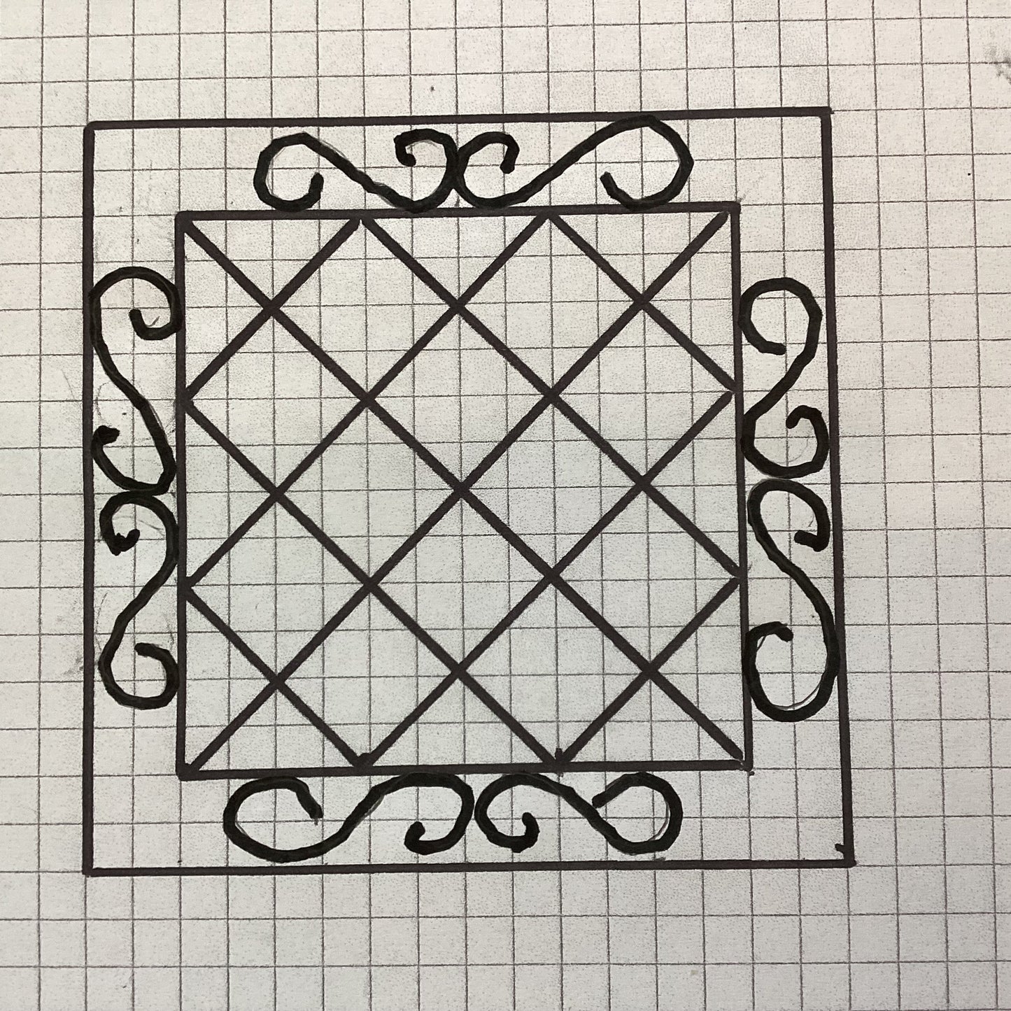 Custom Ornamental Steel Diamond Scroll Wall Trellis