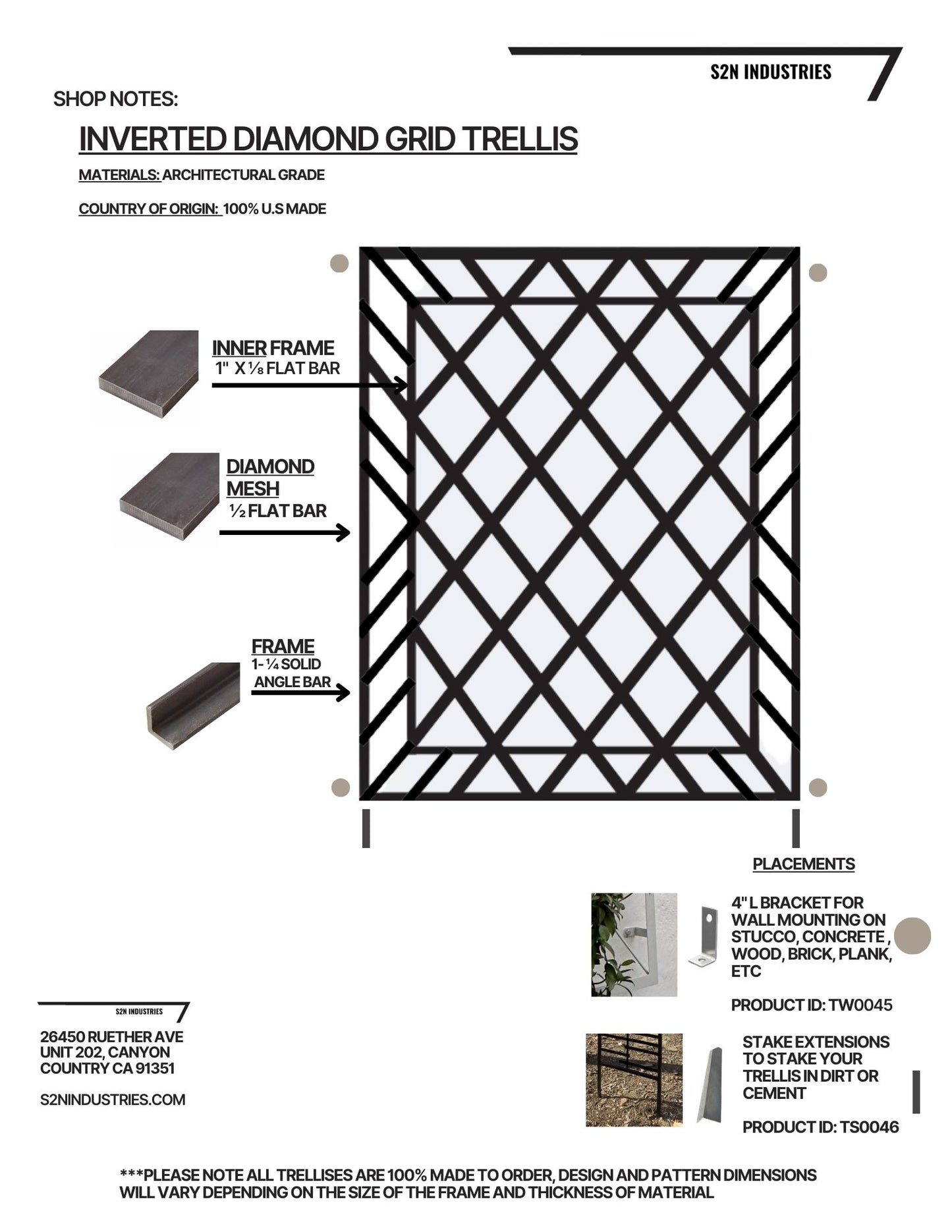 Diamond Inverted Grid Trellis