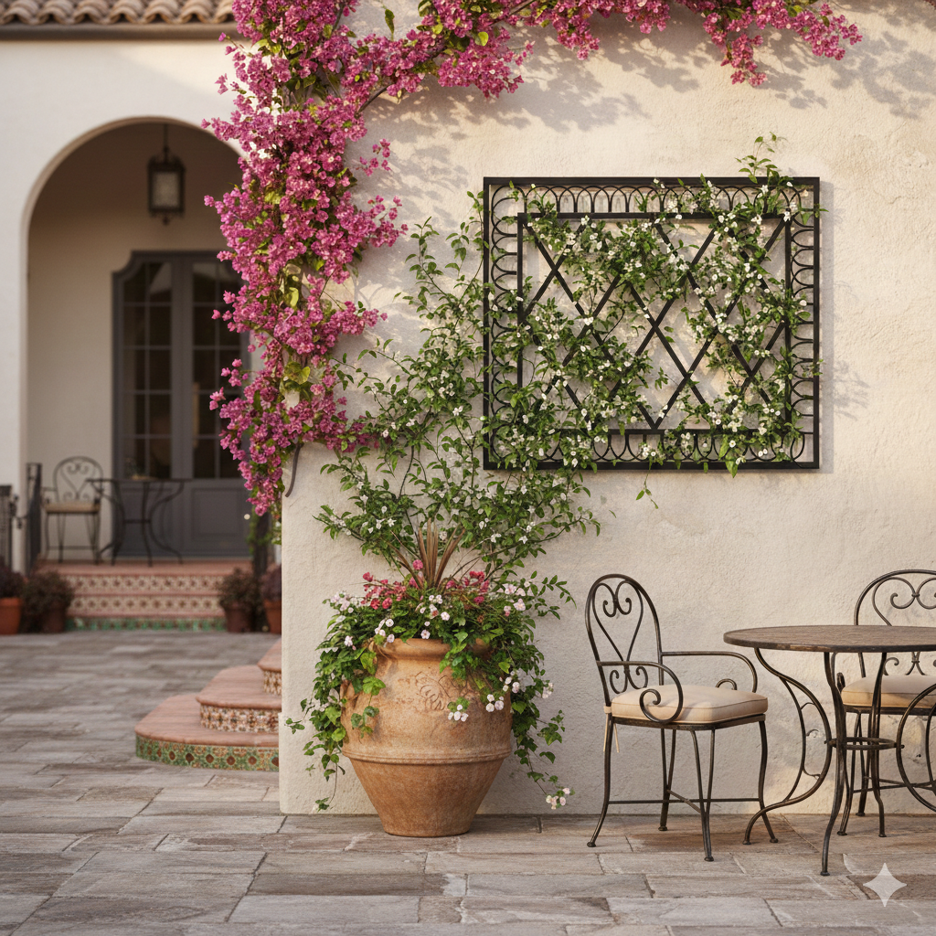 Ornamental Bordered Diamond Grid Trellis