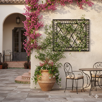 Ornamental Bordered Diamond Grid Trellis